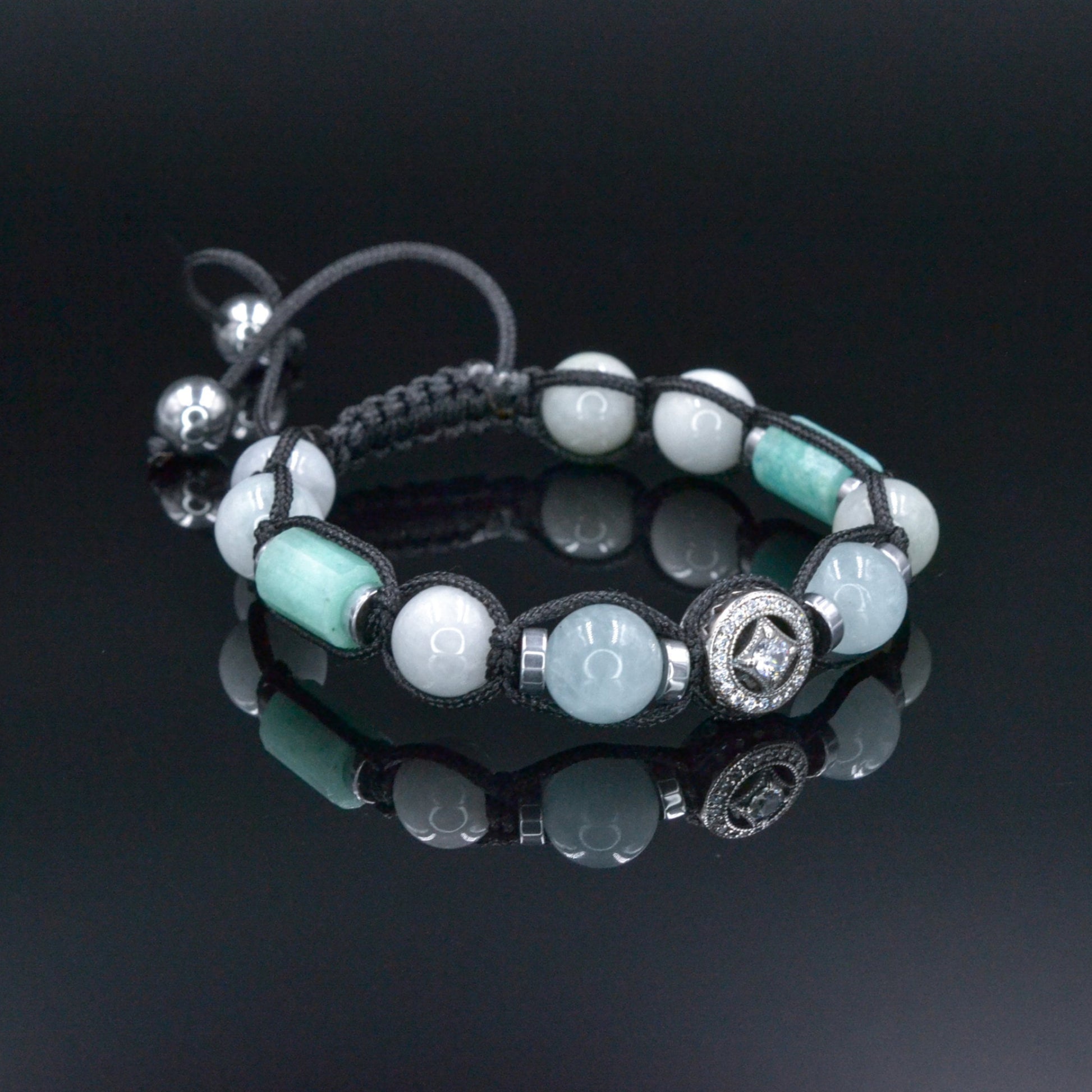 Men's Jade Bracelet, Aquamarine Amazonite Crystal Adjustable Bracelet, Gift for Men, 925 Silver Bead Bracelet, Men Stone Bracelet - Shamballa Bracelet - Birthstone Bracelet - Gemstone Bracelet Men - Chakra Bracelet - Macrame Bracelet - Healing Bracelet - Valinde - Shamballa Bracelet - Birthstone Bracelet - Gemstone Bracelet Men - Chakra Bracelet - Macrame Bracelet - Healing Bracelet - Valinde

