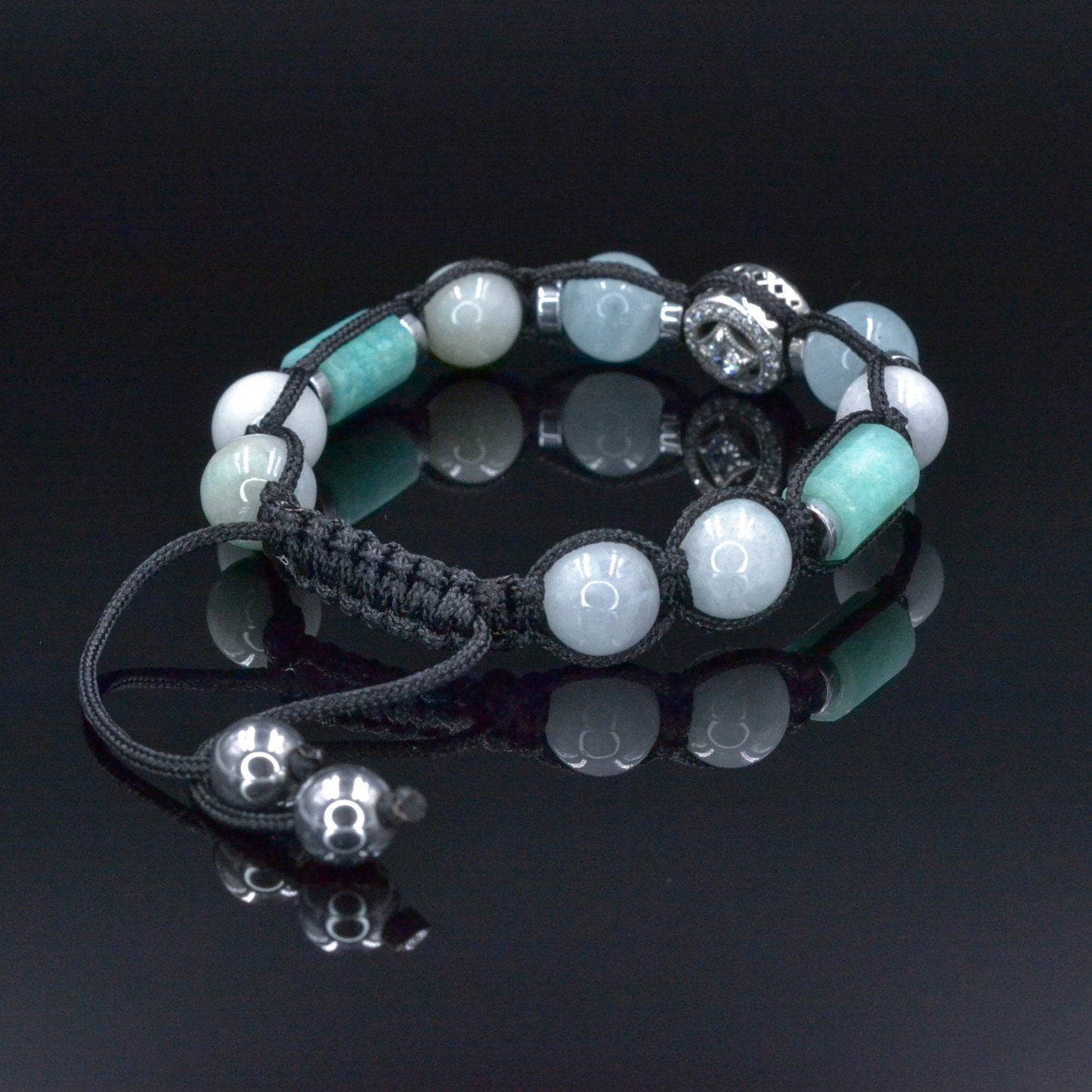 Men's Jade Bracelet, Aquamarine Amazonite Crystal Adjustable Bracelet, Gift for Men, 925 Silver Bead Bracelet, Men Stone Bracelet - Shamballa Bracelet - Birthstone Bracelet - Gemstone Bracelet Men - Chakra Bracelet - Macrame Bracelet - Healing Bracelet - Valinde - Shamballa Bracelet - Birthstone Bracelet - Gemstone Bracelet Men - Chakra Bracelet - Macrame Bracelet - Healing Bracelet - Valinde
