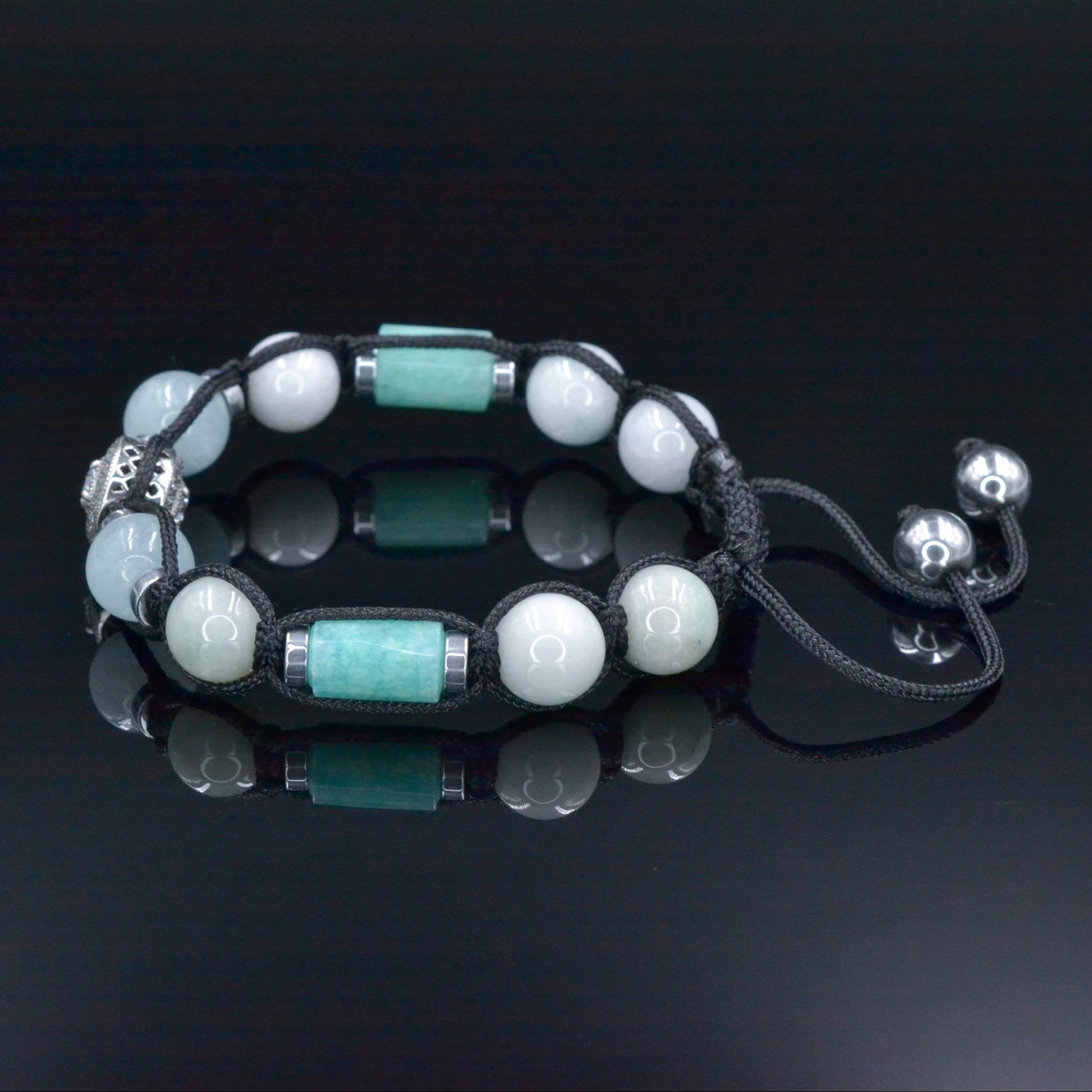 Men's Jade Bracelet, Aquamarine Amazonite Crystal Adjustable Bracelet, Gift for Men, 925 Silver Bead Bracelet, Men Stone Bracelet - Shamballa Bracelet - Birthstone Bracelet - Gemstone Bracelet Men - Chakra Bracelet - Macrame Bracelet - Healing Bracelet - Valinde - Shamballa Bracelet - Birthstone Bracelet - Gemstone Bracelet Men - Chakra Bracelet - Macrame Bracelet - Healing Bracelet - Valinde
