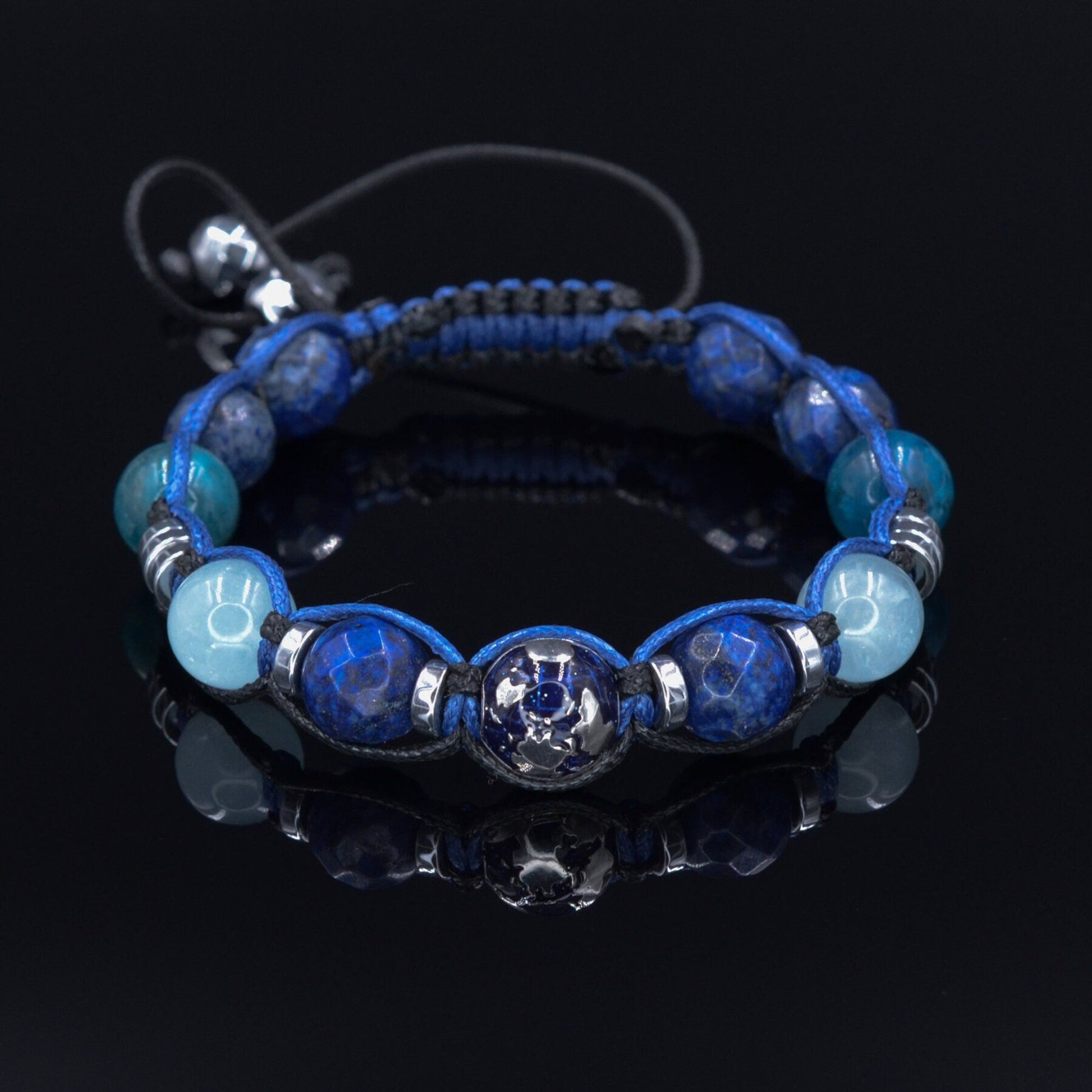 Men's Lapis Lazuli & 925 Silver Bead Bracelet - Gift for Men - Aquamarine Crystal Bracelet - Adjustable Macrame Bracelet - Father's Day Gift - Shamballa Bracelet - Birthstone Bracelet - Gemstone Bracelet Men - Chakra Bracelet - Macrame Bracelet - Healing Bracelet - Valinde - Shamballa Bracelet - Birthstone Bracelet - Gemstone Bracelet Men - Chakra Bracelet - Macrame Bracelet - Healing Bracelet - Valinde