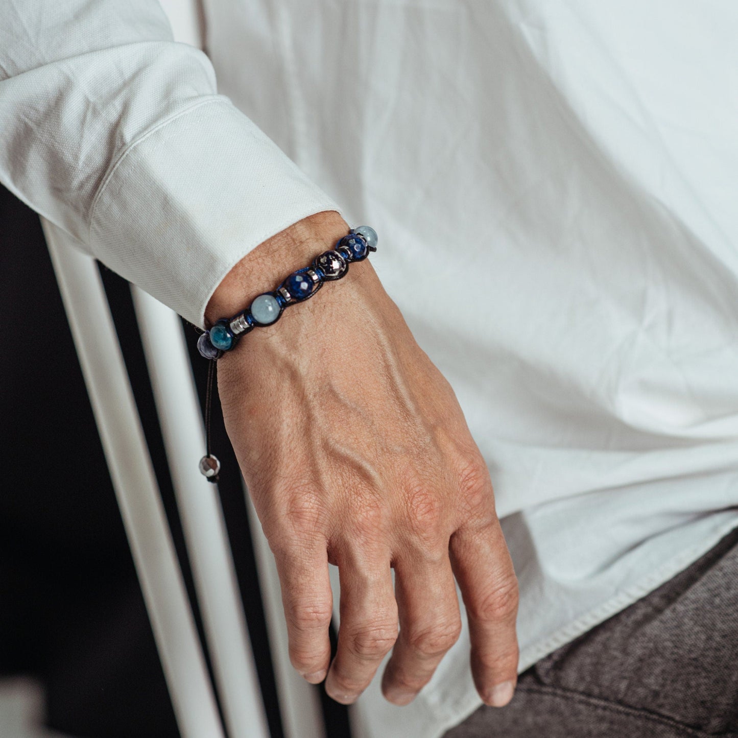 Men's Lapis Lazuli & 925 Silver Bead Bracelet - Gift for Men - Aquamarine Crystal Bracelet - Adjustable Macrame Bracelet - Father's Day Gift - Shamballa Bracelet - Birthstone Bracelet - Gemstone Bracelet Men - Chakra Bracelet - Macrame Bracelet - Healing Bracelet - Valinde - Shamballa Bracelet - Birthstone Bracelet - Gemstone Bracelet Men - Chakra Bracelet - Macrame Bracelet - Healing Bracelet - Valinde

