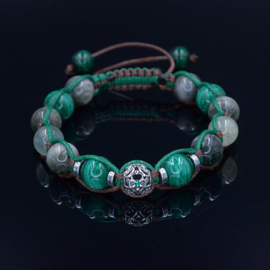 Men's Malachite & Hawk's Eye Bracelet - 925 Sterlng Silver bead Bracelet - Adjustable Bracelet for Men - Gift for Men - Crystal Bracelet  - Shamballa Bracelet - Birthstone Bracelet - Gemstone Bracelet Men - Chakra Bracelet - Macrame Bracelet - Healing Bracelet - Valinde