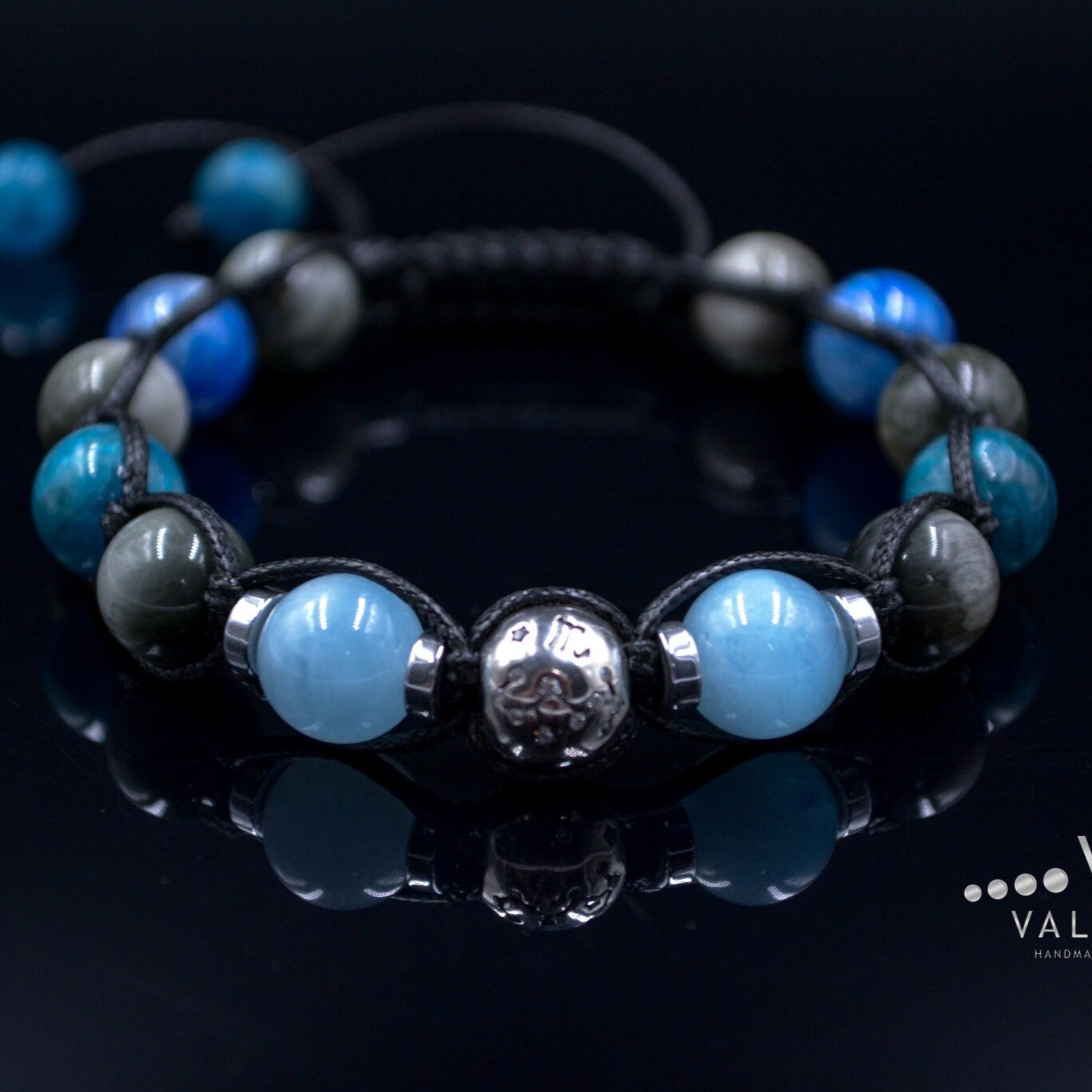 Zodiac Sign 925 Sterling Silver Bead Bracelet Men's Hawk's Eye and Aquamarine Bracelet Christmas Gift Kyanite & Apatite Bracelet Men's Gift - Shamballa Bracelet - Mantra Bracelet  -  Yoga Bracelet -  Birthstone Bracelet - Gemstone Bracelet Men - Chakra Bracelet - Macrame Bracelet - Healing Bracelet - Gift for Father - Gift For Men - Valinde
