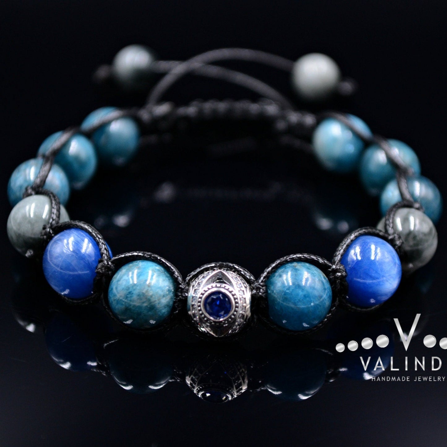 Men's Apatite Bracelet / 925 Sterling Silver Bracelet / Kyanite Bracelet / Gift for Man / Crystal Bead Bracelet / Hawk's Eye Bracelet  - Shamballa Bracelet - Mantra Bracelet  -  Birthstone Bracelet - Gemstone Bracelet Men - Chakra Bracelet - Macrame Bracelet - Healing Bracelet - Valinde
