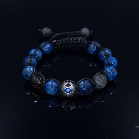 Men's Kyanite Gemstone Bracelet 925 Silver Bead Bracelet Blue Kyanite Bracelet Gift for Men Luxury Bracelet Adjustable Braided Bracelet  - Shamballa Bracelet - Mantra Bracelet  -  Birthstone Bracelet - Gemstone Bracelet Men - Chakra Bracelet - Macrame Bracelet - Healing Bracelet - Valinde