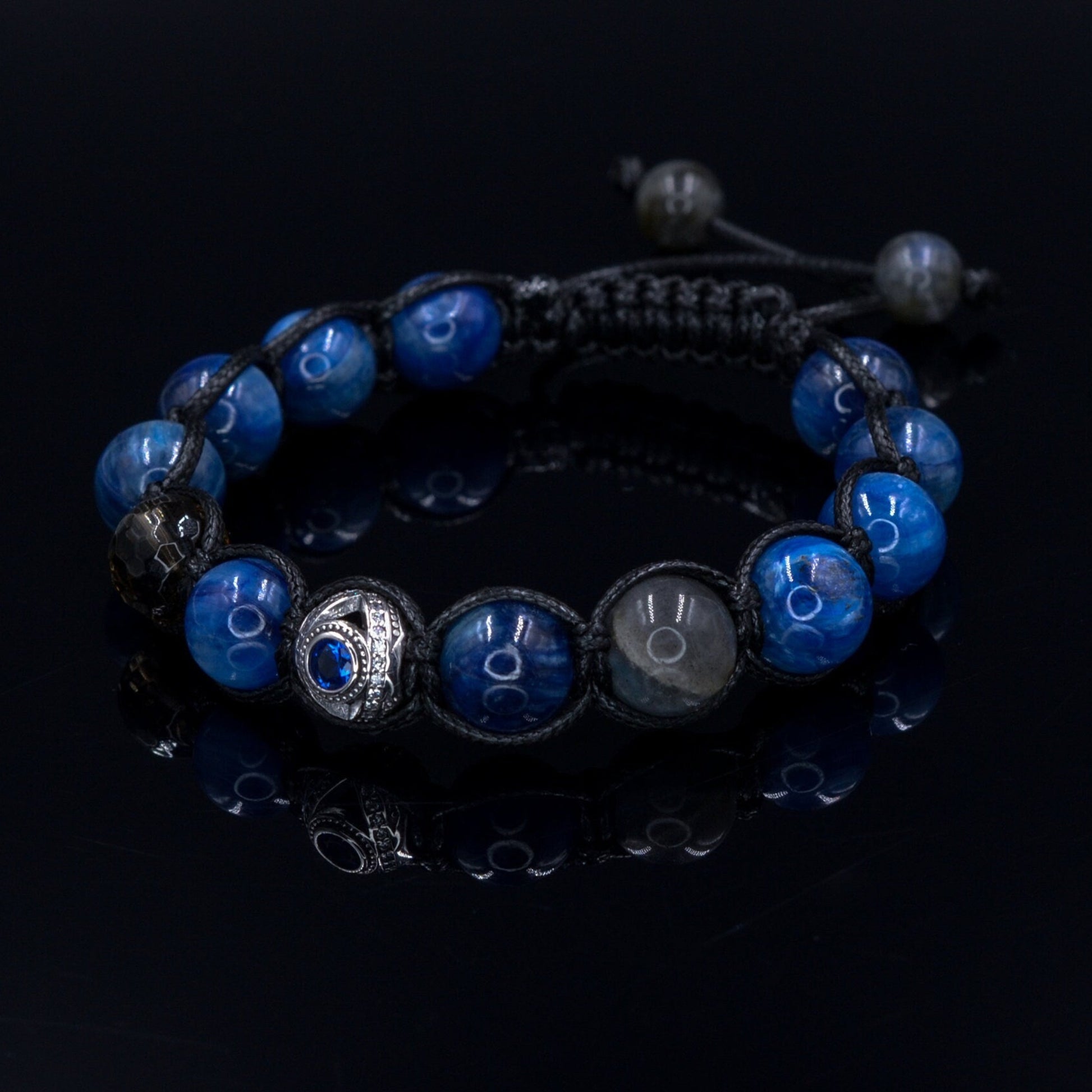 Men's Kyanite Gemstone Bracelet 925 Silver Bead Bracelet Blue Kyanite Bracelet Gift for Men Luxury Bracelet Adjustable Braided Bracelet  - Shamballa Bracelet - Mantra Bracelet  -  Birthstone Bracelet - Gemstone Bracelet Men - Chakra Bracelet - Macrame Bracelet - Healing Bracelet - Valinde
