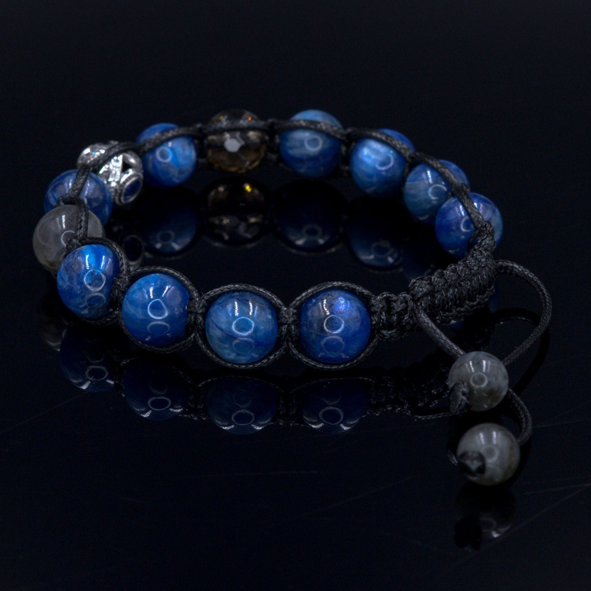 Men's Kyanite Gemstone Bracelet 925 Silver Bead Bracelet Blue Kyanite Bracelet Gift for Men Luxury Bracelet Adjustable Braided Bracelet  - Shamballa Bracelet - Mantra Bracelet  -  Birthstone Bracelet - Gemstone Bracelet Men - Chakra Bracelet - Macrame Bracelet - Healing Bracelet - Valinde
