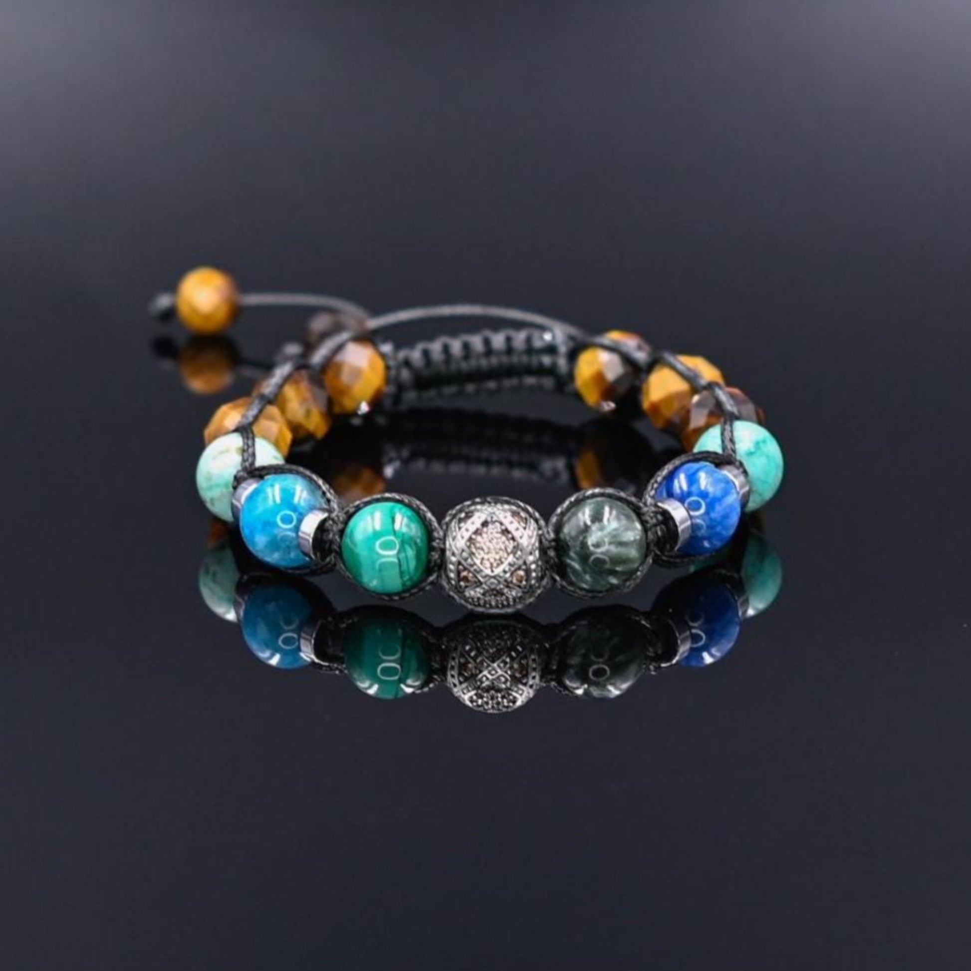 925 Silver Malachite Kyanite Tiger's Eye Gemstone Bracelet, Men's Amazonite Braided Bracelet, Gift for Men, Adjustable Bracelet,Gift for Him - Shamballa Bracelet - Birthstone Bracelet - Gemstone Bracelet Men - Chakra Bracelet - Macrame Bracelet - Healing Bracelet - Valinde - Shamballa Bracelet - Birthstone Bracelet - Gemstone Bracelet Men - Chakra Bracelet - Macrame Bracelet - Healing Bracelet - Valinde
