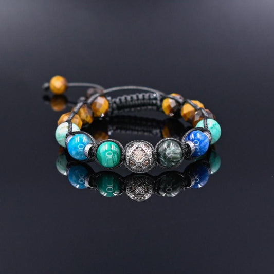 925 Silver Malachite Kyanite Tiger's Eye Gemstone Bracelet, Men's Amazonite Braided Bracelet, Gift for Men, Adjustable Bracelet,Gift for Him - Shamballa Bracelet - Birthstone Bracelet - Gemstone Bracelet Men - Chakra Bracelet - Macrame Bracelet - Healing Bracelet - Valinde - Shamballa Bracelet - Birthstone Bracelet - Gemstone Bracelet Men - Chakra Bracelet - Macrame Bracelet - Healing Bracelet - Valinde
