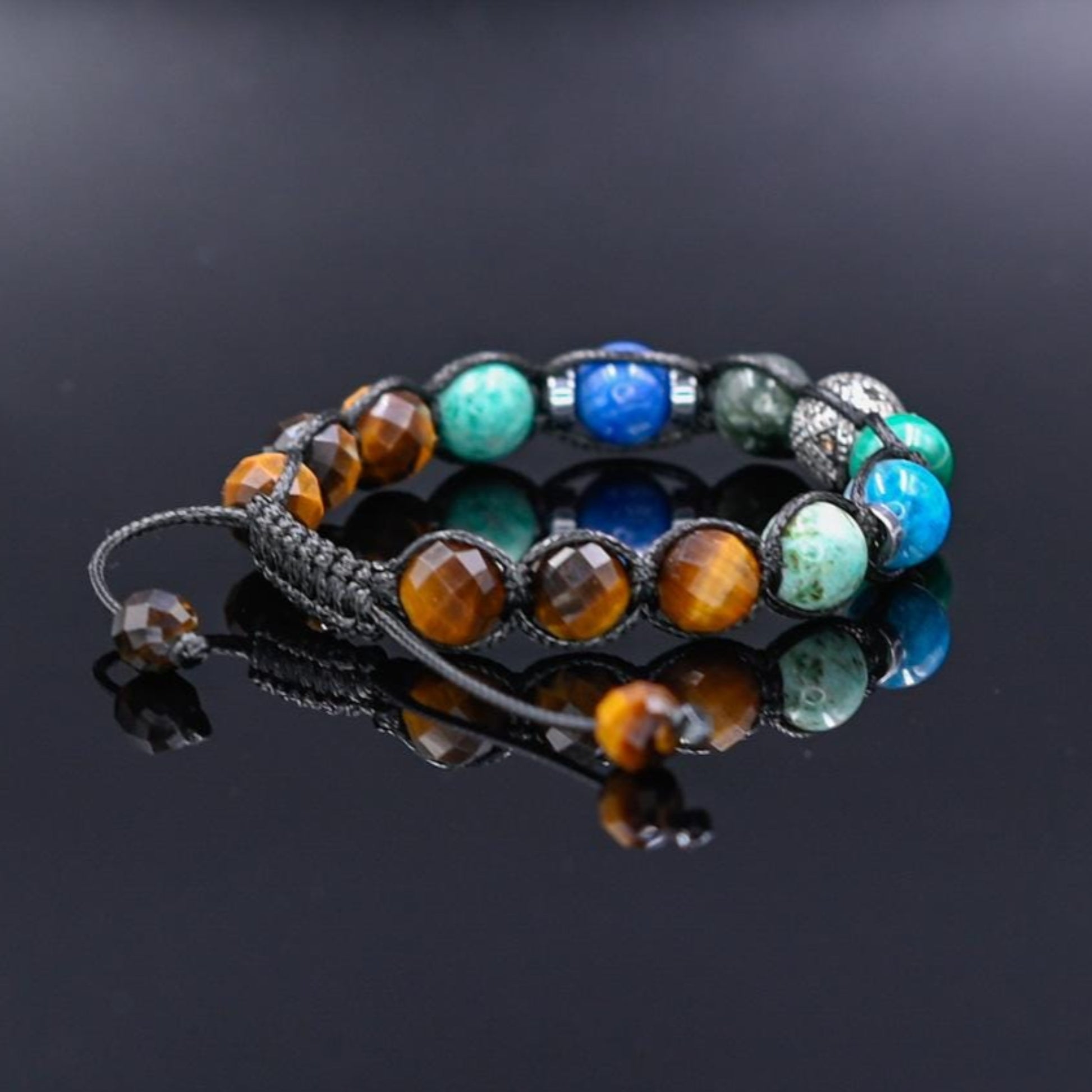 925 Silver Malachite Kyanite Tiger's Eye Gemstone Bracelet, Men's Amazonite Braided Bracelet, Gift for Men, Adjustable Bracelet,Gift for Him - Shamballa Bracelet - Birthstone Bracelet - Gemstone Bracelet Men - Chakra Bracelet - Macrame Bracelet - Healing Bracelet - Valinde - Shamballa Bracelet - Birthstone Bracelet - Gemstone Bracelet Men - Chakra Bracelet - Macrame Bracelet - Healing Bracelet - Valinde
