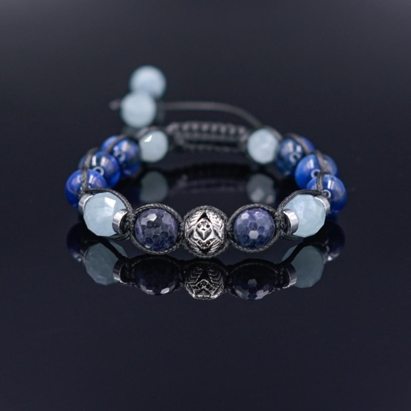 Men Beaded Bracelet - Silver Sapphire Kyanite - Handmade Jewelry - Birthstone Bracelet - Shamballa Bracelet - Mantra Bracelet  -  Yoga Bracelet -  Birthstone Bracelet - Gemstone Bracelet Men - Chakra Bracelet - Macrame Bracelet - Healing Bracelet - Gift for Father - Gift For Men - Valinde
