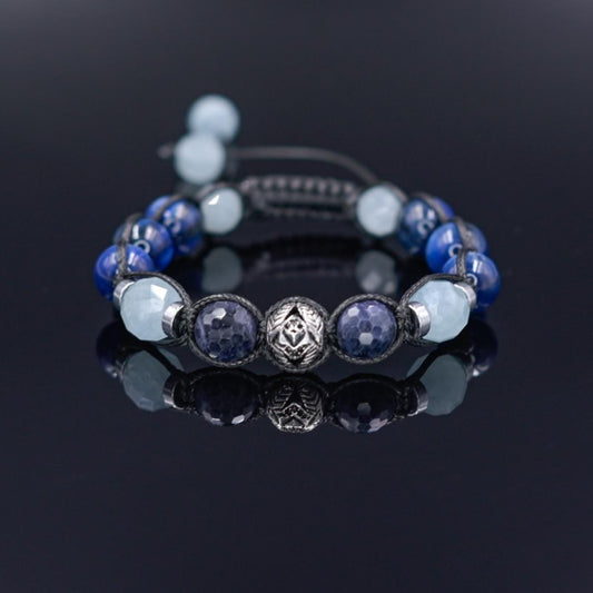 Men Beaded Bracelet - Silver Sapphire Kyanite - Handmade Jewelry - Birthstone Bracelet - Shamballa Bracelet - Mantra Bracelet  -  Yoga Bracelet -  Birthstone Bracelet - Gemstone Bracelet Men - Chakra Bracelet - Macrame Bracelet - Healing Bracelet - Gift for Father - Gift For Men - Valinde
