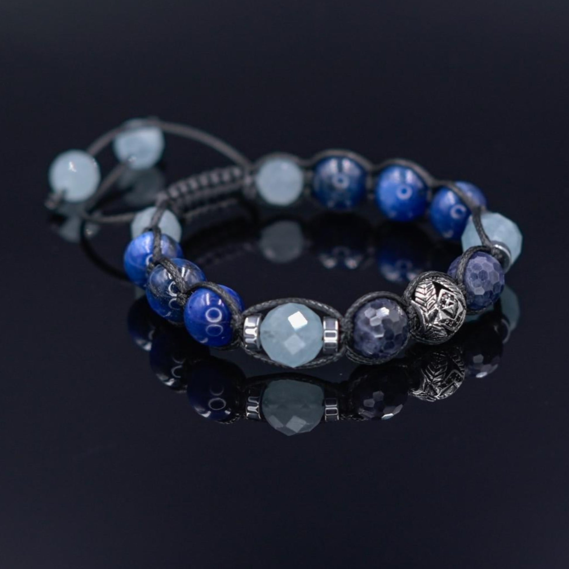 Men Beaded Bracelet - Silver Sapphire Kyanite - Handmade Jewelry - Birthstone Bracelet - Shamballa Bracelet - Mantra Bracelet  -  Yoga Bracelet -  Birthstone Bracelet - Gemstone Bracelet Men - Chakra Bracelet - Macrame Bracelet - Healing Bracelet - Gift for Father - Gift For Men - Valinde
