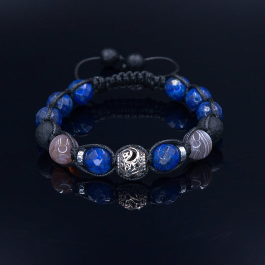 Men's Garnet Beaded Brcaelet - Black Agate & Lava Stone Bracelet - Adjustable Crystal Bracelet - Gift for Men - Macrame Bracelet for Men  - Shamballa Bracelet - Birthstone Bracelet - Gemstone Bracelet Men - Chakra Bracelet - Macrame Bracelet - Healing Bracelet - Valinde
