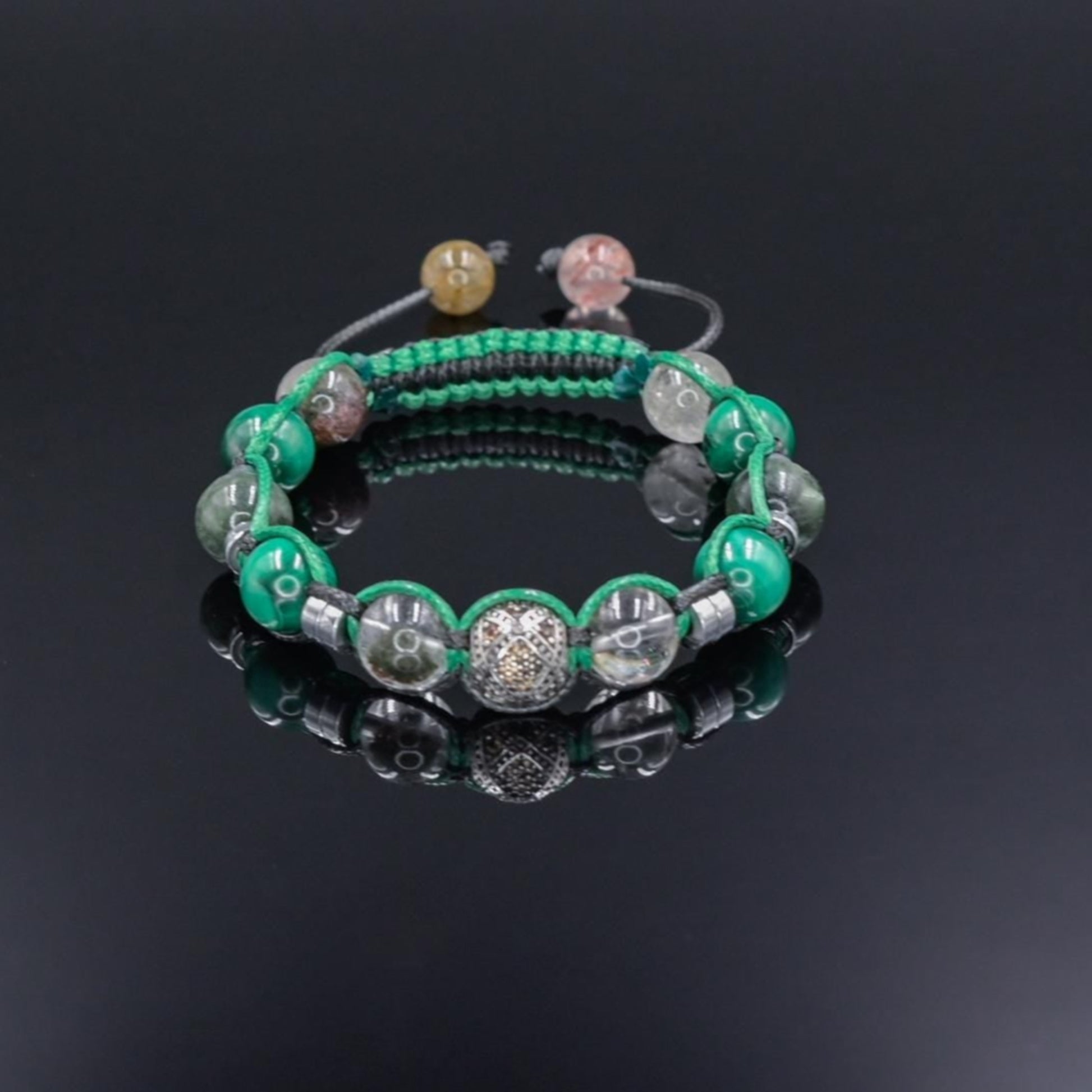 Genuine Malachite Bracelet - 925 Sterling Silver Bead Bracelet - Seraphinite & Moss Quartz Bracelet - Macrame Adjustable Bracelet - Man Gift   - Shamballa Bracelet - Mantra Bracelet  -  Birthstone Bracelet - Gemstone Bracelet Men - Chakra Bracelet - Macrame Bracelet - Healing Bracelet - Valinde
