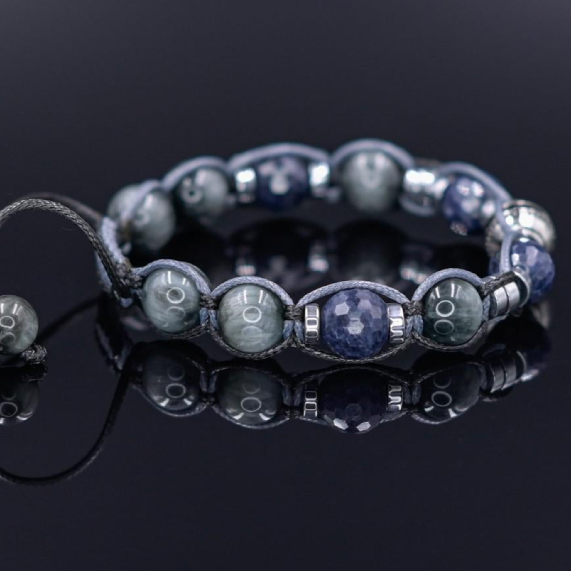 Blue Sapphire Bracelet, Men's Sapphire Hawk's Eye Braided Adjustable Bracelet, Luxury Beaded Jewelry, 925 Silver Bead Bracelet, Gift for Men -  Shamballa Bracelet - Mantra Bracelet  -  Birthstone Bracelet - Gemstone Bracelet Men - Chakra Bracelet - Macrame Bracelet - Healing Bracelet - Valinde
