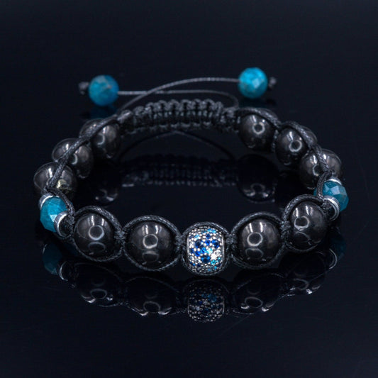 Genuine  Shungite Bracelet - 925 Sterling Silver Bead Bracelet -  Apatite  &  Hematite  Bracelet - Macrame Adjustable Bracelet - Man Gift   - Shamballa Bracelet - Mantra Bracelet  -  Birthstone Bracelet - Gemstone Bracelet Men - Chakra Bracelet - Macrame Bracelet - Healing Bracelet - Valinde
