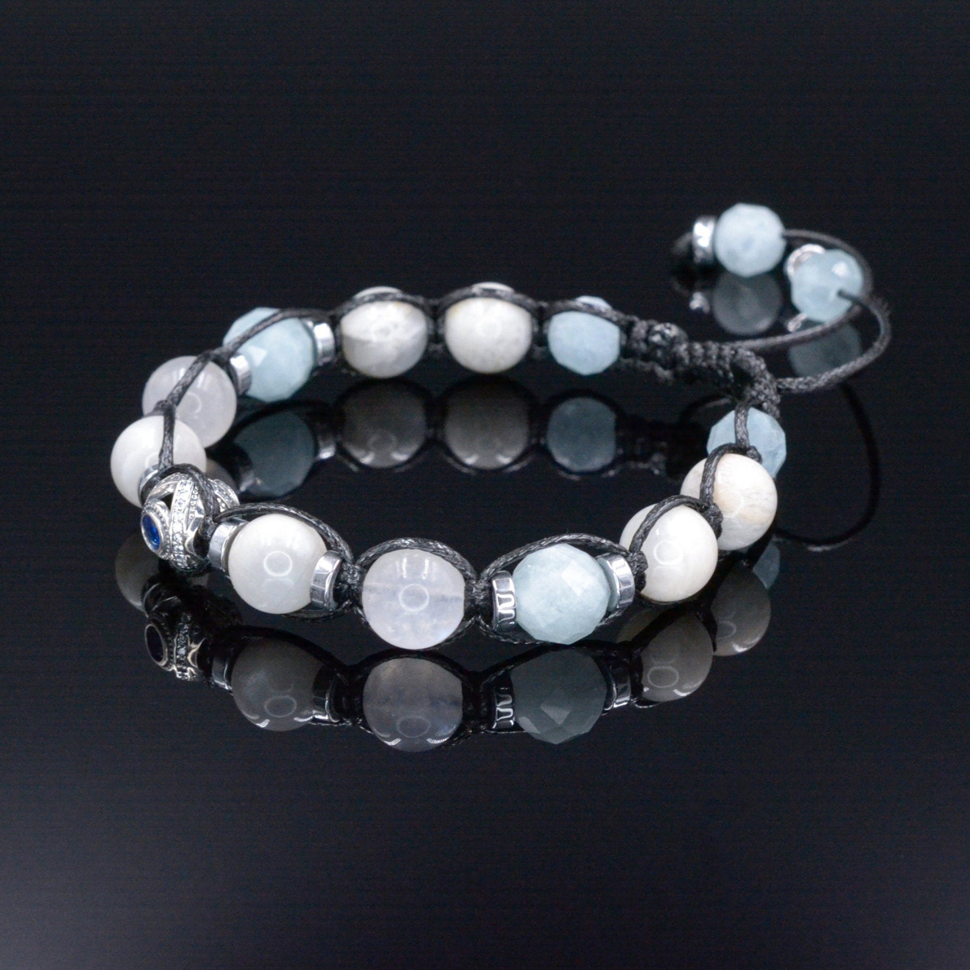 Men's 925 Silver Bead Bracelet - White Sunstone Moonstone Aquamarine Crystal Bracelet - Gift for Men - Adjustable Bracelet - Men's Gift - Shamballa Bracelet - Birthstone Bracelet - Gemstone Bracelet Men - Chakra Bracelet - Macrame Bracelet - Healing Bracelet - Valinde - Shamballa Bracelet - Birthstone Bracelet - Gemstone Bracelet Men - Chakra Bracelet - Macrame Bracelet - Healing Bracelet - Valinde

