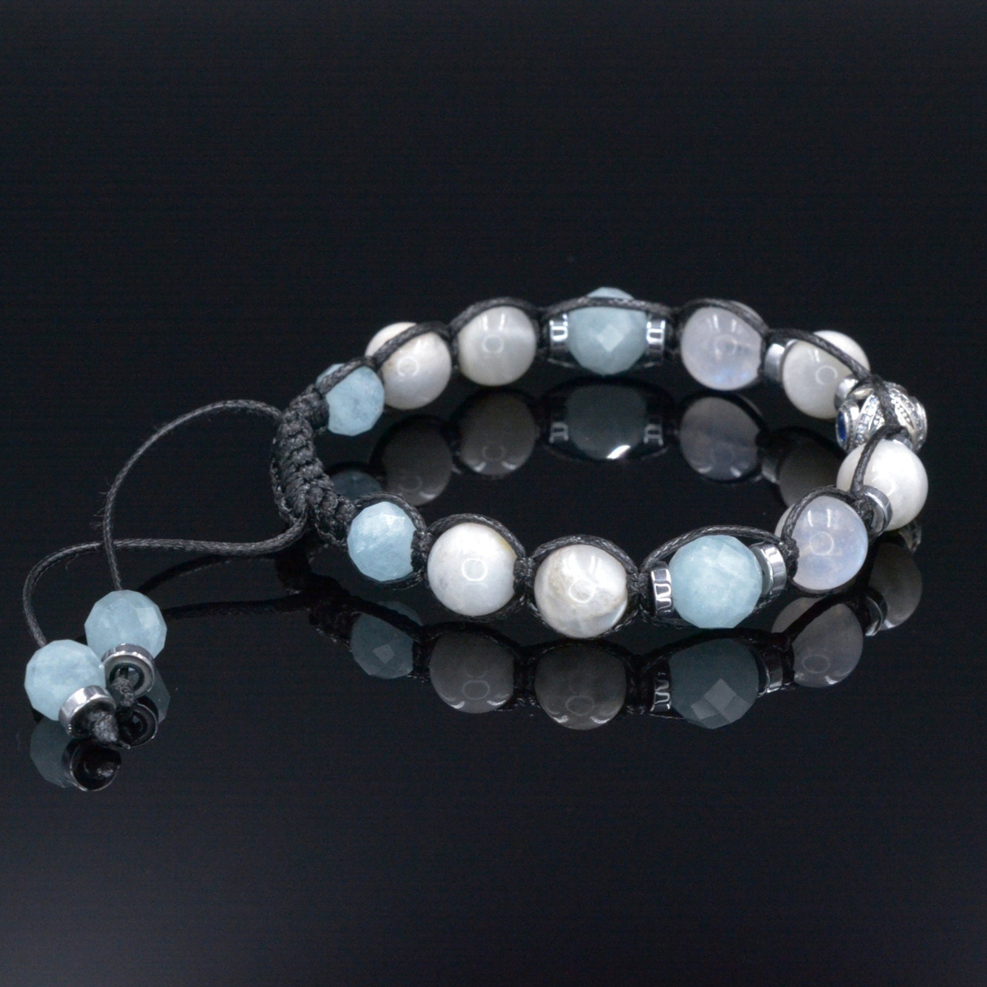 Men's 925 Silver Bead Bracelet - White Sunstone Moonstone Aquamarine Crystal Bracelet - Gift for Men - Adjustable Bracelet - Men's Gift - Shamballa Bracelet - Birthstone Bracelet - Gemstone Bracelet Men - Chakra Bracelet - Macrame Bracelet - Healing Bracelet - Valinde - Shamballa Bracelet - Birthstone Bracelet - Gemstone Bracelet Men - Chakra Bracelet - Macrame Bracelet - Healing Bracelet - Valinde
