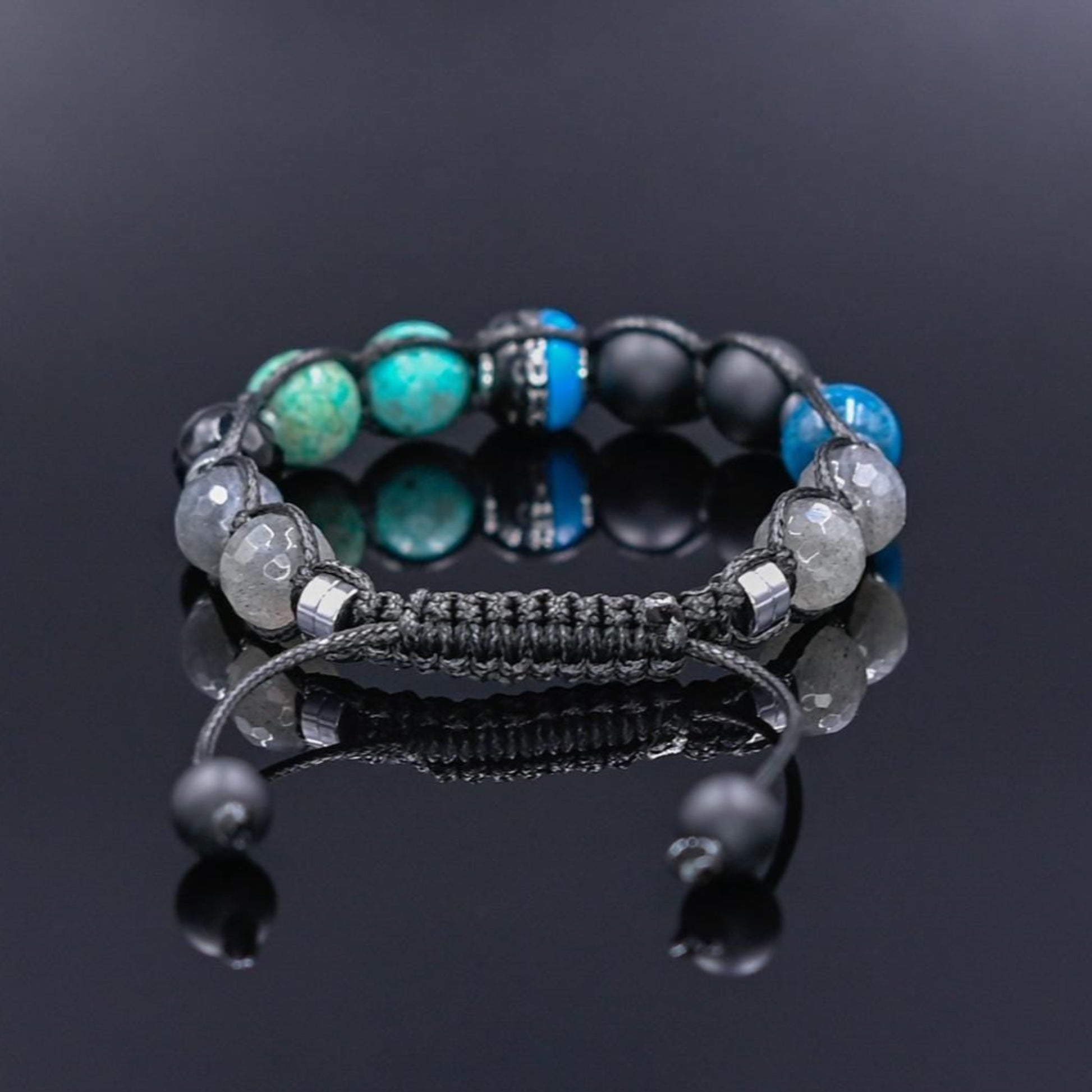 Turquoise Labradorite Onyx Apatite Braided Bracelet, Men's 925 Silver bead Bracelet, Gift for Him, Adjustable Crystal Luxury Bracelet - Shamballa Bracelet - Birthstone Bracelet - Gemstone Bracelet Men - Chakra Bracelet - Macrame Bracelet - Healing Bracelet - Valinde - Shamballa Bracelet - Birthstone Bracelet - Gemstone Bracelet Men - Chakra Bracelet - Macrame Bracelet - Healing Bracelet - Valinde
