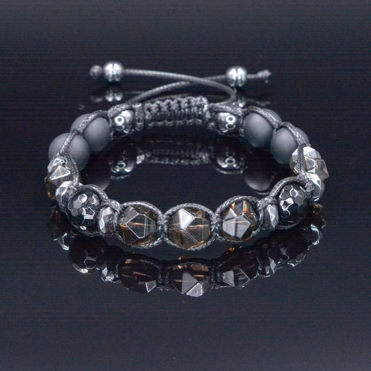 Men's Smoky Quartz Braided Bracelet - Black Onyx Agate Crystal Bracelet for Men - Gift for Men - Adjustable Macrame Bracelet - Men's Gift - Shamballa Bracelet - Birthstone Bracelet - Gemstone Bracelet Men - Chakra Bracelet - Macrame Bracelet - Healing Bracelet - Valinde