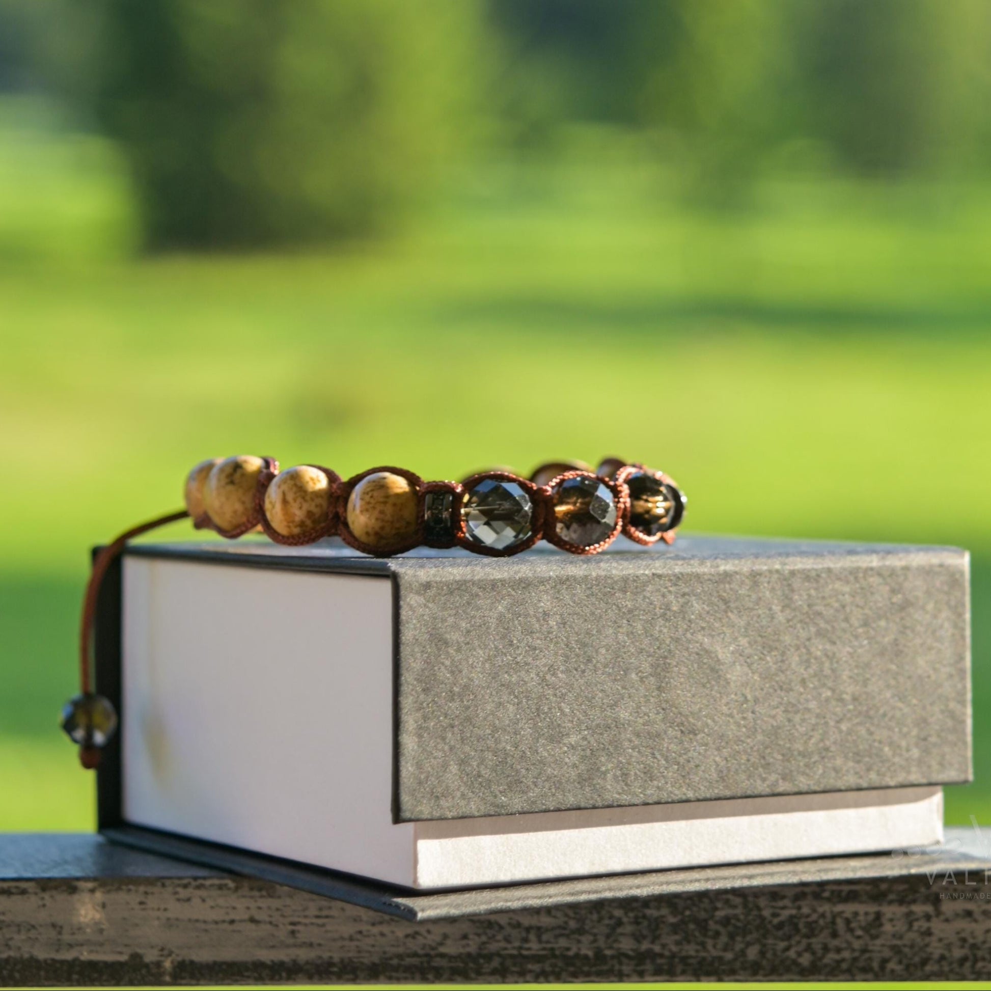 Jasper Smoky Quartz Gemstone Braided Adjustable Bracelet for Men, Jewelry Gift for Him - Shamballa Bracelet - Mantra Bracelet  -  Yoga Bracelet -  Birthstone Bracelet - Gemstone Bracelet Men - Chakra Bracelet - Macrame Bracelet - Healing Bracelet - Gift for Father - Gift For Men - Valinde
