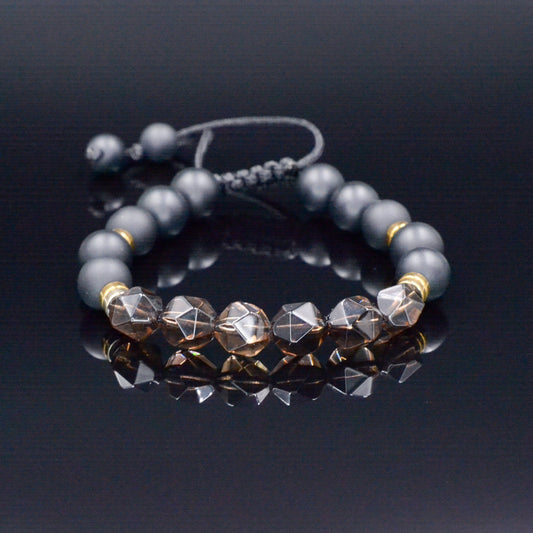Men's Raw Smoky Quartz Bracelet Crystal Luxury Bracelet Black Onyx Beads Bracelet Gift for Men Adjustable Stone Bracelet Gift for Husband  - Shamballa Bracelet - Mantra Bracelet  -  Birthstone Bracelet - Gemstone Bracelet Men - Chakra Bracelet - Macrame Bracelet - Healing Bracelet - Valinde