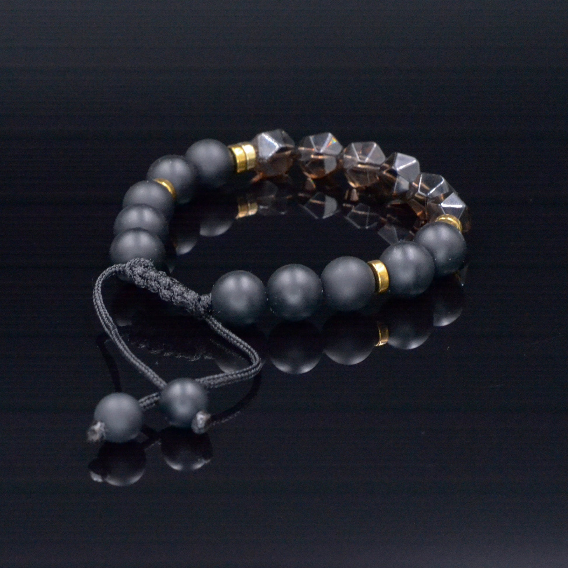 Men's Raw Smoky Quartz Bracelet Crystal Luxury Bracelet Black Onyx Beads Bracelet Gift for Men Adjustable Stone Bracelet Gift for Husband   - Shamballa Bracelet - Mantra Bracelet  -  Birthstone Bracelet - Gemstone Bracelet Men - Chakra Bracelet - Macrame Bracelet - Healing Bracelet - Valinde
