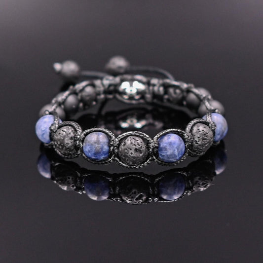 Men's Sodalite Bracelet Black lava Bracelet Crystal Jewelry Onyx Beaded Bracelet Gift for Men Macrame Adjustable Bracelet Stone Bracelet - Shamballa Bracelet - Mantra Bracelet  -  Yoga Bracelet -  Birthstone Bracelet - Gemstone Bracelet Men - Chakra Bracelet - Macrame Bracelet - Healing Bracelet - Gift for Father - Gift For Men - Valinde
