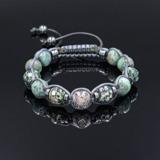 Emerald Bracelet Men, Men's Abalone Shell Emerald Braided Bracelet, Luxury Bracelet, Gift for Men, Gemstone Adjustable Bracelet, Men's Gift - Shamballa Bracelet - Birthstone Bracelet - Gemstone Bracelet Men - Chakra Bracelet - Macrame Bracelet - Healing Bracelet - Valinde - Shamballa Bracelet - Birthstone Bracelet - Gemstone Bracelet Men - Chakra Bracelet - Macrame Bracelet - Healing Bracelet - Valinde