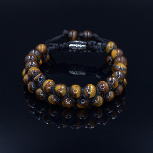 Tiger's Eye Brown Bracelet Men's Double Bracelet Gemstone Adjustable Bracelet Gift for Men Two Rows Bracelet Stone Beads Bracelet - Shamballa Bracelet - Mantra Bracelet  -  Yoga Bracelet -  Birthstone Bracelet - Gemstone Bracelet Men - Chakra Bracelet - Macrame Bracelet - Healing Bracelet - Gift for Father - Gift For Men - Valinde
