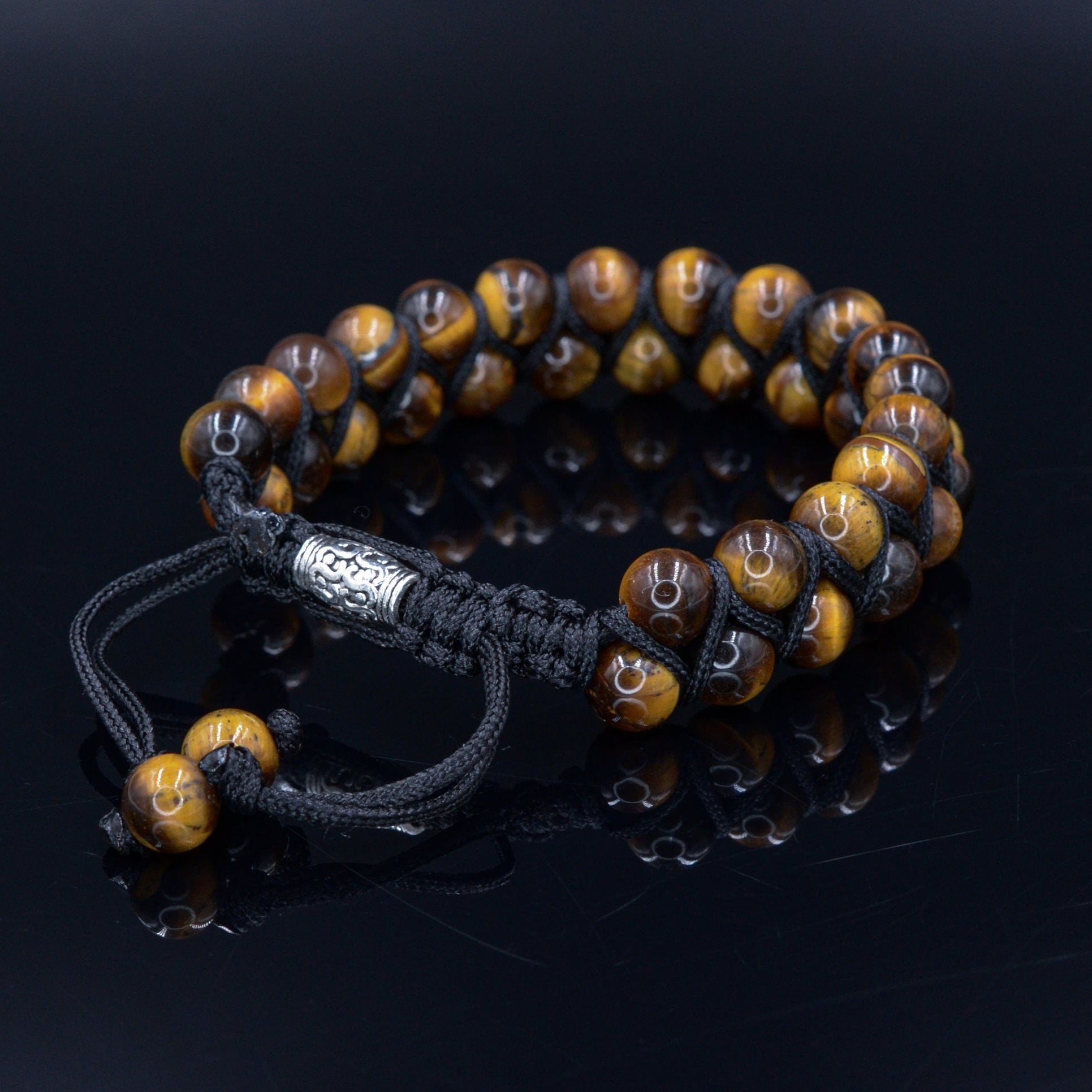 Tiger's Eye Brown Bracelet Men's Double Bracelet Gemstone Adjustable Bracelet Gift for Men Two Rows Bracelet Stone Beads Bracelet - Shamballa Bracelet - Mantra Bracelet  -  Yoga Bracelet -  Birthstone Bracelet - Gemstone Bracelet Men - Chakra Bracelet - Macrame Bracelet - Healing Bracelet - Gift for Father - Gift For Men - Valinde

