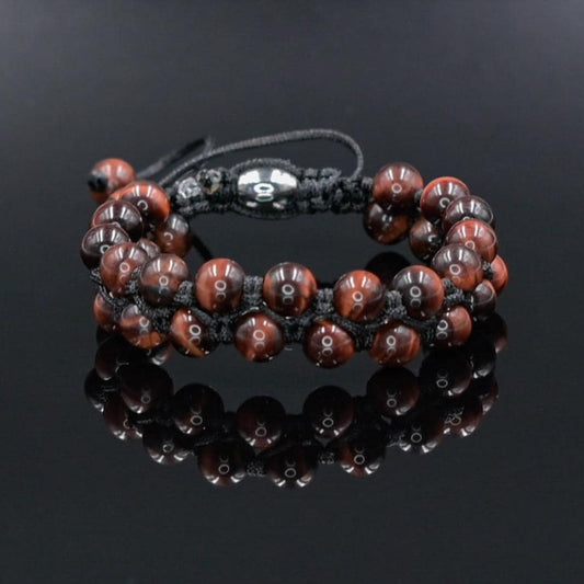 Red Tiger's Eye Double Bracelet, Men's Gemstone Beaded Adjustable Macrame Bracelet, Gift for Men, Tiger Eye Bracelet, Stone Bracelet - Shamballa Bracelet - Mantra Bracelet  -  Yoga Bracelet -  Birthstone Bracelet - Gemstone Bracelet Men - Chakra Bracelet - Macrame Bracelet - Healing Bracelet - Gift for Father - Gift For Men - Valinde
