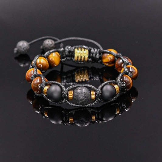 Men's Matte Onyx Bracelet Tiger's Eye Bracelet Stone Macrame Bracelet Gift For Men Lava Stone Bracelet Beaded Bracelet Fathers day Gift - Shamballa Bracelet - Birthstone Bracelet - Gemstone Bracelet Men - Chakra Bracelet - Macrame Bracelet - Healing Bracelet - Valinde