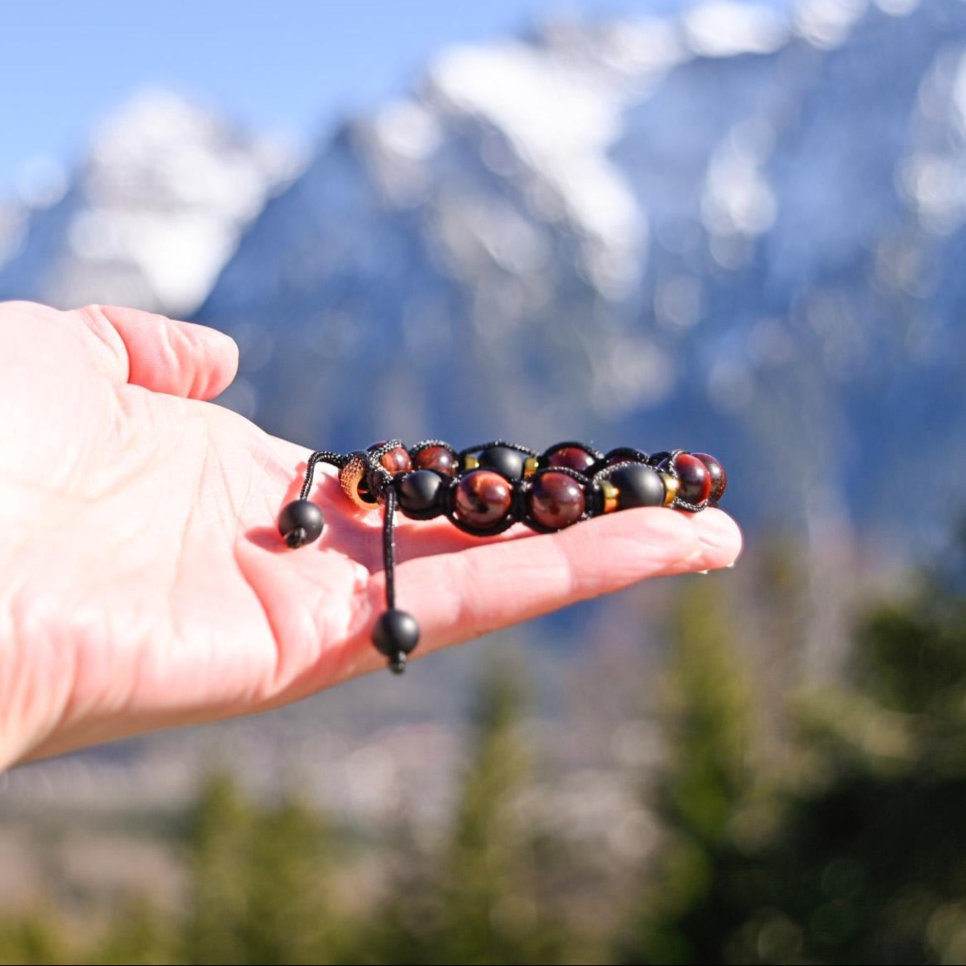 Red Tiger's Eye Onyx Gemstone Braided Bracelet, Men's Adjustable Macrame Bracelet, Father's Day Gift, Gift for Him, Gift for Men, Men's Gift  - Shamballa Bracelet - Birthstone Bracelet - Gemstone Bracelet Men - Chakra Bracelet