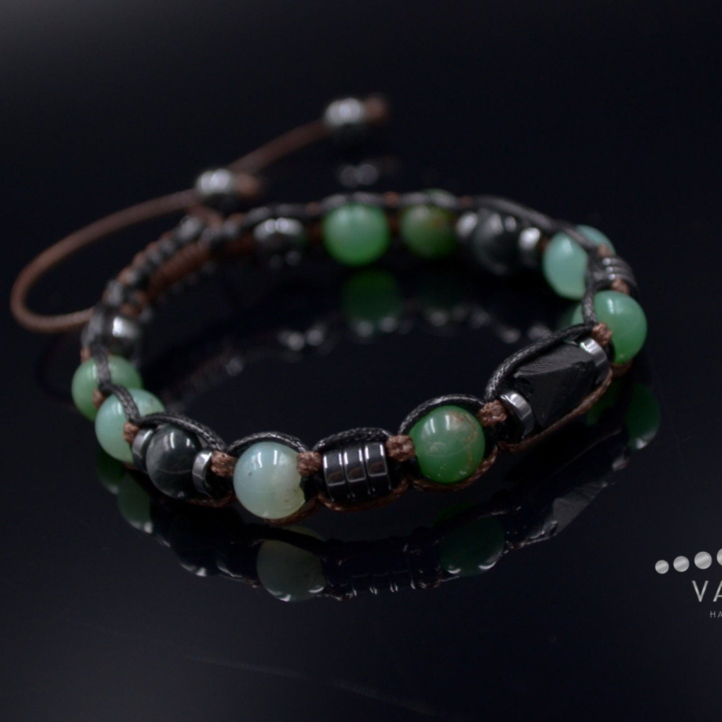 Men's Chrysoprase Bracelet / Black Tourmalite Bead Bracelet / Adjustable Gemstone Bracelet / Natural Green Chrysoprase Bead Bracelet  - Shamballa Bracelet - Mantra Bracelet  -  Birthstone Bracelet - Gemstone Bracelet Men - Chakra Bracelet - Macrame Bracelet - Healing Bracelet - Valinde
