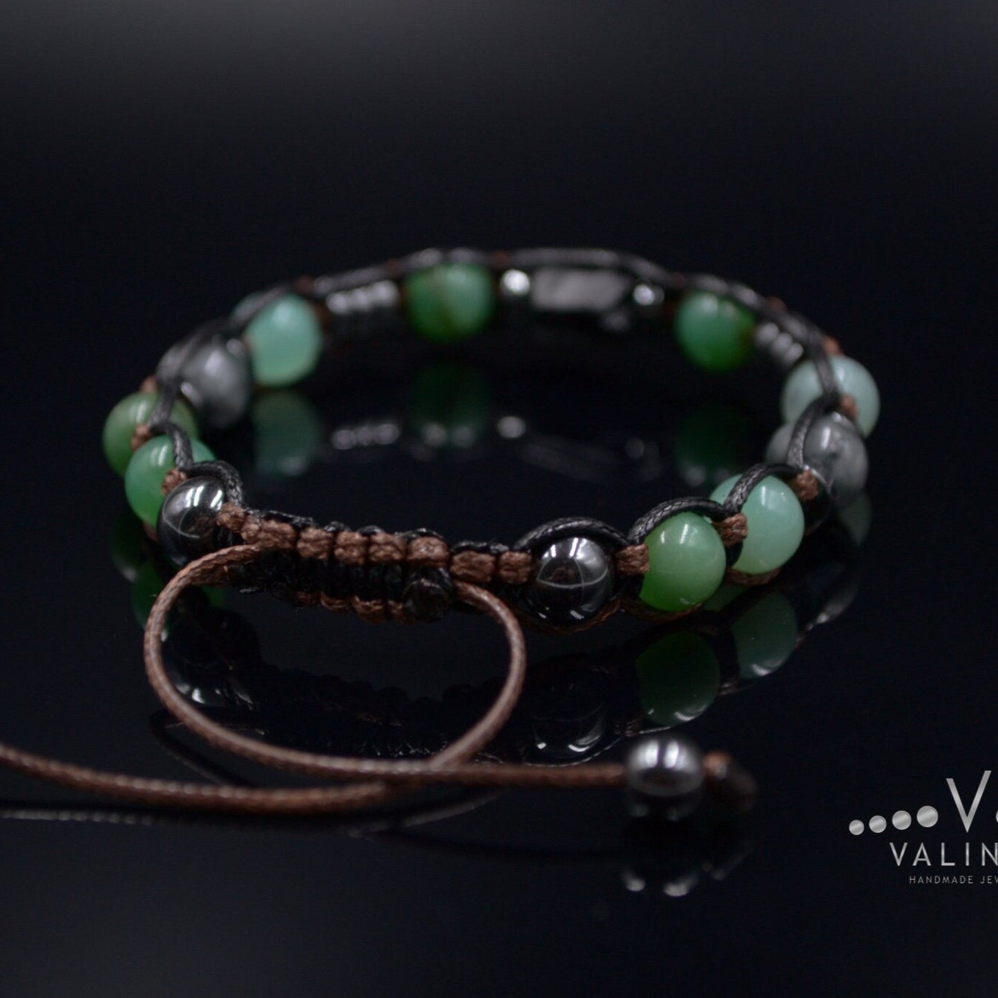 Men's Chrysoprase Bracelet / Black Tourmalite Bead Bracelet / Adjustable Gemstone Bracelet / Natural Green Chrysoprase Bead Bracelet  - Shamballa Bracelet - Mantra Bracelet  -  Birthstone Bracelet - Gemstone Bracelet Men - Chakra Bracelet - Macrame Bracelet - Healing Bracelet - Valinde
