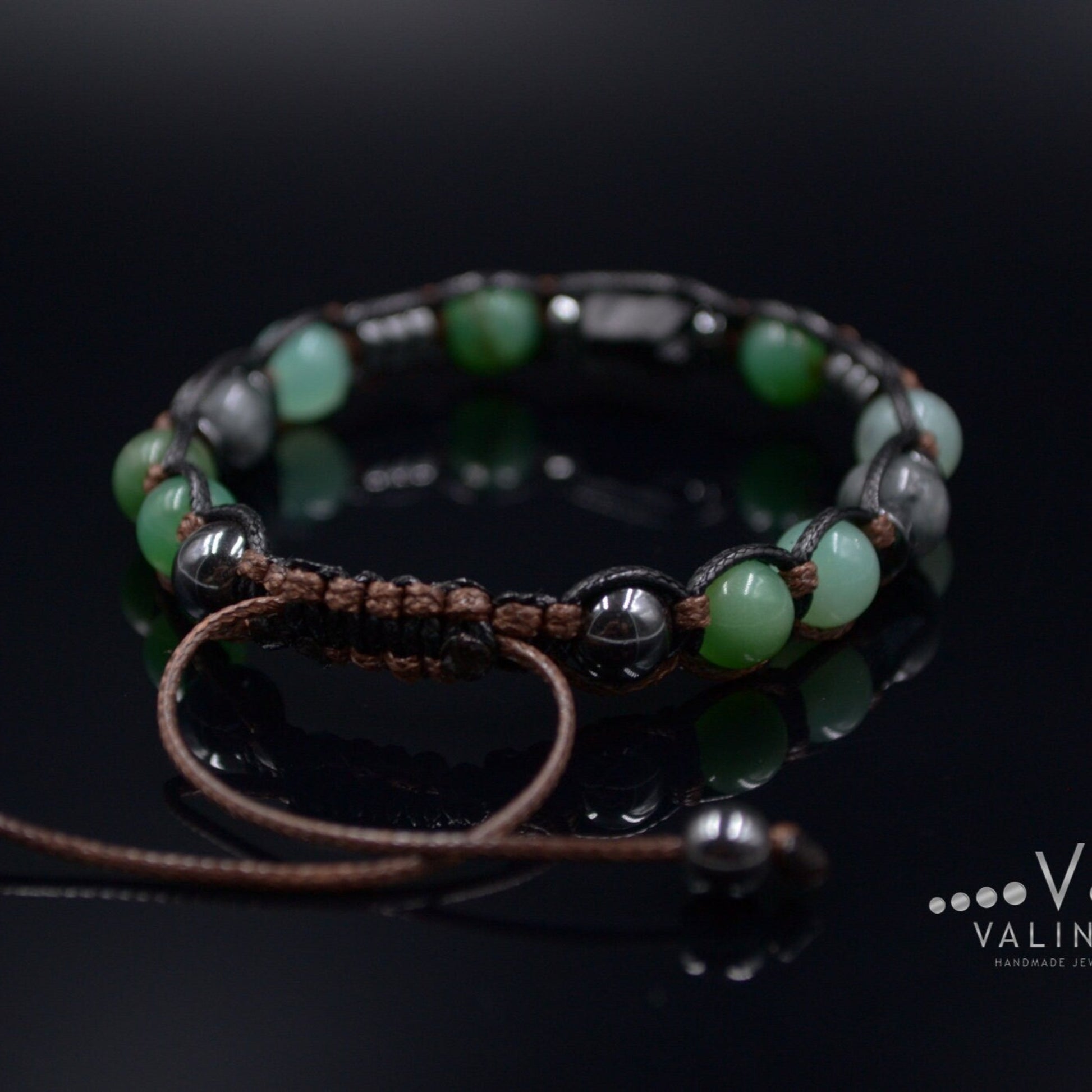 Men's Chrysoprase Bracelet / Black Tourmalite Bead Bracelet / Adjustable Gemstone Bracelet / Natural Green Chrysoprase Bead Bracelet  - Shamballa Bracelet - Mantra Bracelet  -  Birthstone Bracelet - Gemstone Bracelet Men - Chakra Bracelet - Macrame Bracelet - Healing Bracelet - Valinde
