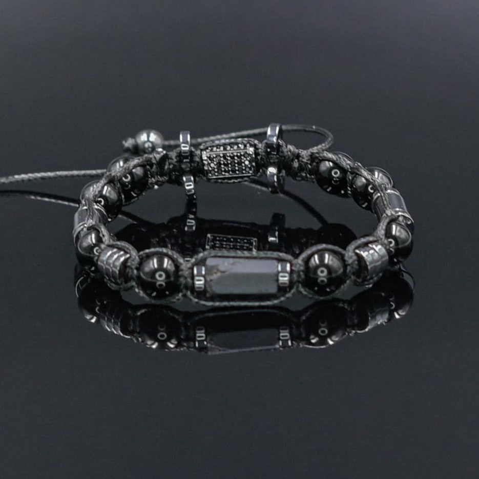 Men's Black Tourmaline Hematite Gemstone Braided Adjustable Bracelet, Gift for Him - Shamballa Bracelet - Mantra Bracelet  -  Yoga Bracelet -  Birthstone Bracelet - Gemstone Bracelet Men - Chakra Bracelet - Macrame Bracelet - Healing Bracelet - Gift for Father - Gift For Men - Valinde
