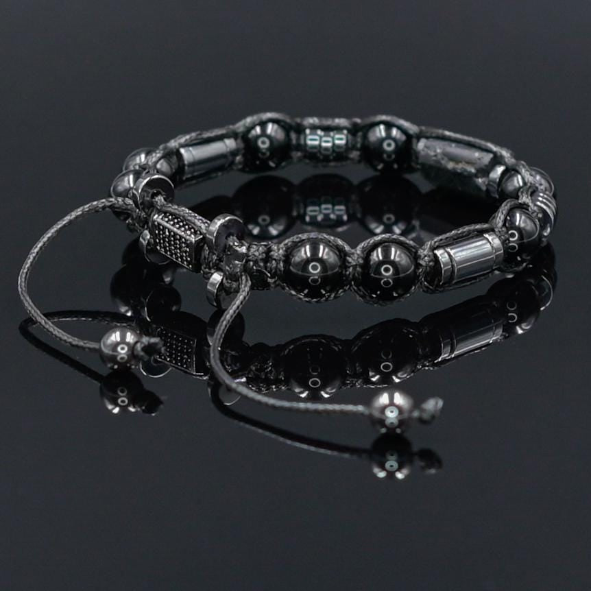 Men's Black Tourmaline Hematite Gemstone Braided Adjustable Bracelet, Gift for Him - Shamballa Bracelet - Mantra Bracelet  -  Yoga Bracelet -  Birthstone Bracelet - Gemstone Bracelet Men - Chakra Bracelet - Macrame Bracelet - Healing Bracelet - Gift for Father - Gift For Men - Valinde
