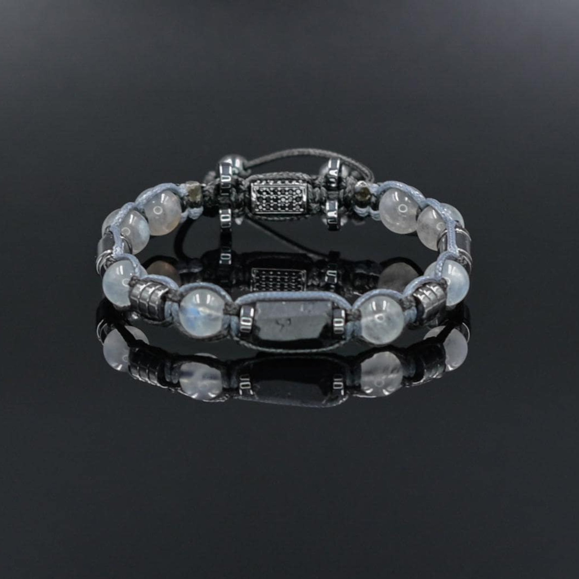 Men's Moonstone Labradorite Tourmaline Gemstone Beaded Bracelet, Adjustable Braided Macrame Bracelet, Gift for Men - Shamballa Bracelet - Mantra Bracelet  -  Yoga Bracelet -  Birthstone Bracelet - Gemstone Bracelet Men - Chakra Bracelet - Macrame Bracelet - Healing Bracelet - Gift for Father - Gift For Men - Valinde
