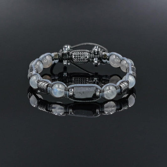 Men's Moonstone Labradorite Tourmaline Gemstone Beaded Bracelet, Adjustable Braided Macrame Bracelet, Gift for Men - Shamballa Bracelet - Mantra Bracelet  -  Yoga Bracelet -  Birthstone Bracelet - Gemstone Bracelet Men - Chakra Bracelet - Macrame Bracelet - Healing Bracelet - Gift for Father - Gift For Men - Valinde
