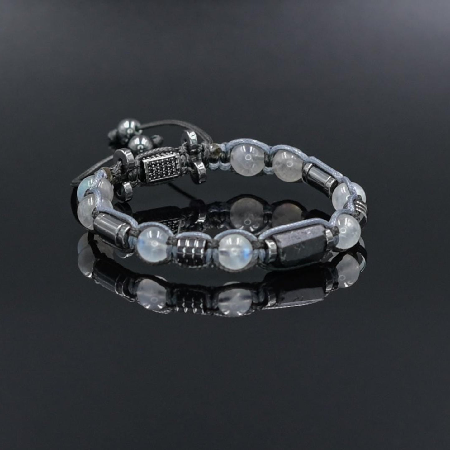 Men's Moonstone Labradorite Tourmaline Gemstone Beaded Bracelet, Adjustable Braided Macrame Bracelet, Gift for Men - Shamballa Bracelet - Mantra Bracelet  -  Yoga Bracelet -  Birthstone Bracelet - Gemstone Bracelet Men - Chakra Bracelet - Macrame Bracelet - Healing Bracelet - Gift for Father - Gift For Men - Valinde
