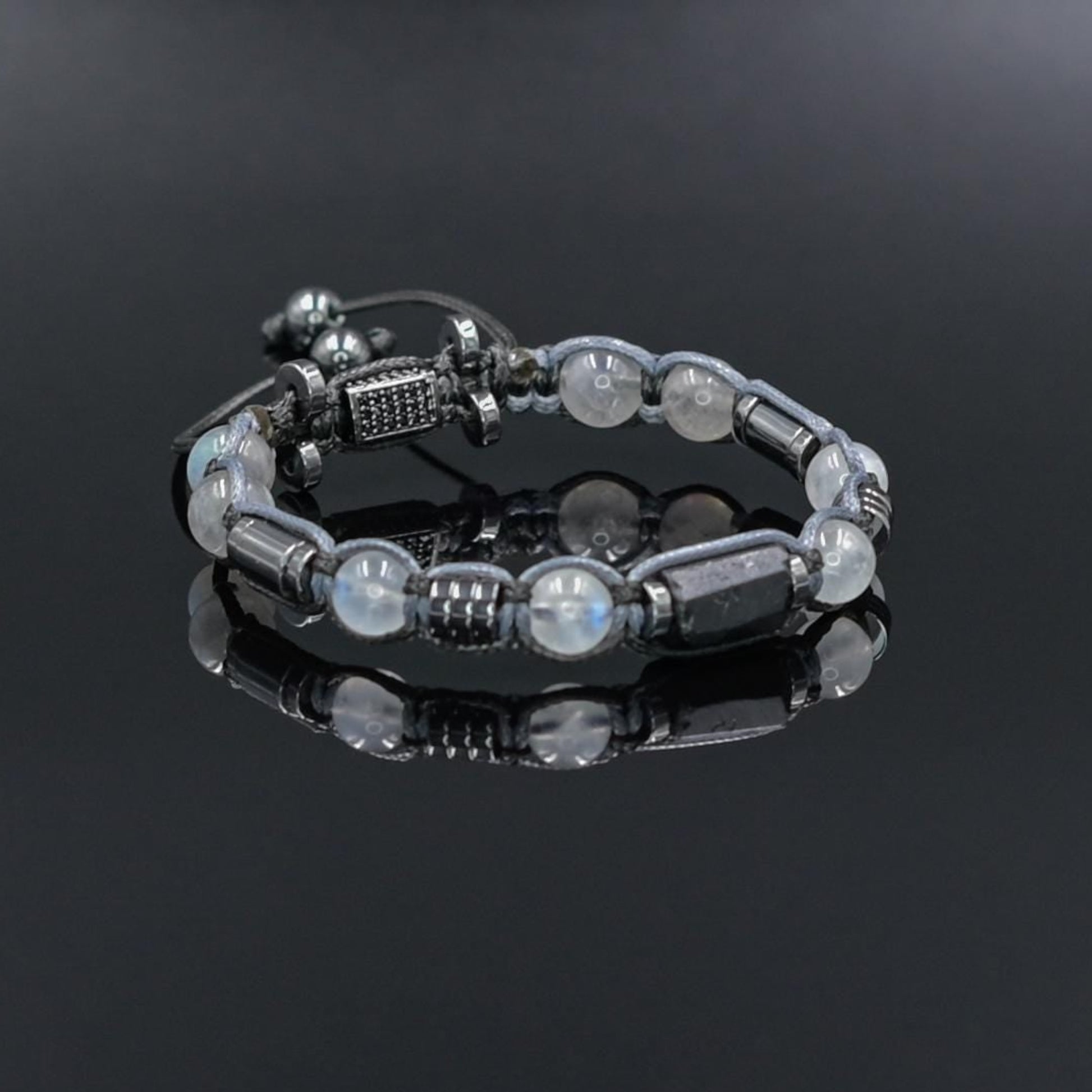 Men's Moonstone Labradorite Tourmaline Gemstone Beaded Bracelet, Adjustable Braided Macrame Bracelet, Gift for Men - Shamballa Bracelet - Mantra Bracelet  -  Yoga Bracelet -  Birthstone Bracelet - Gemstone Bracelet Men - Chakra Bracelet - Macrame Bracelet - Healing Bracelet - Gift for Father - Gift For Men - Valinde
