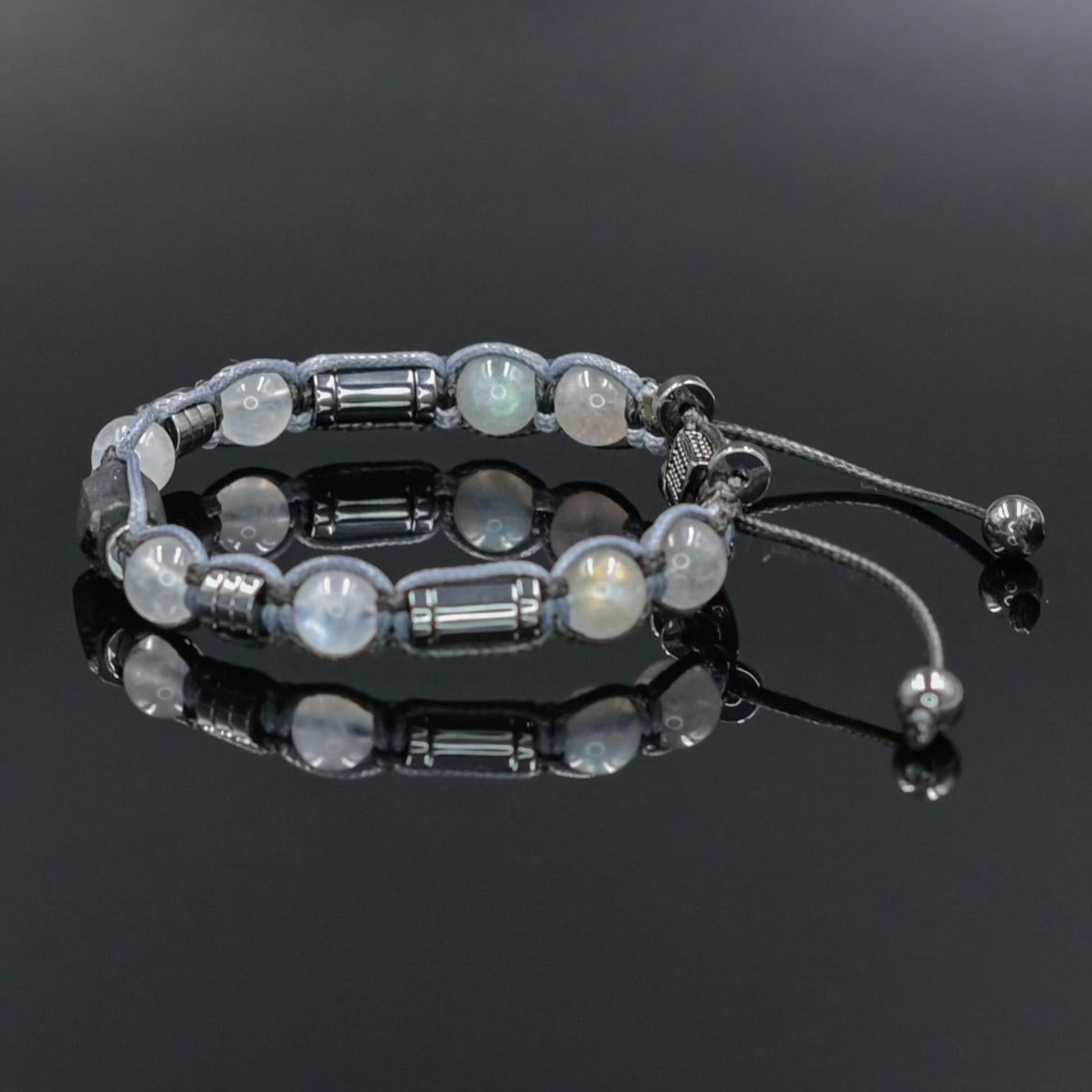 Men's Moonstone Labradorite Tourmaline Gemstone Beaded Bracelet, Adjustable Braided Macrame Bracelet, Gift for Men - Shamballa Bracelet - Mantra Bracelet  -  Yoga Bracelet -  Birthstone Bracelet - Gemstone Bracelet Men - Chakra Bracelet - Macrame Bracelet - Healing Bracelet - Gift for Father - Gift For Men - Valinde
