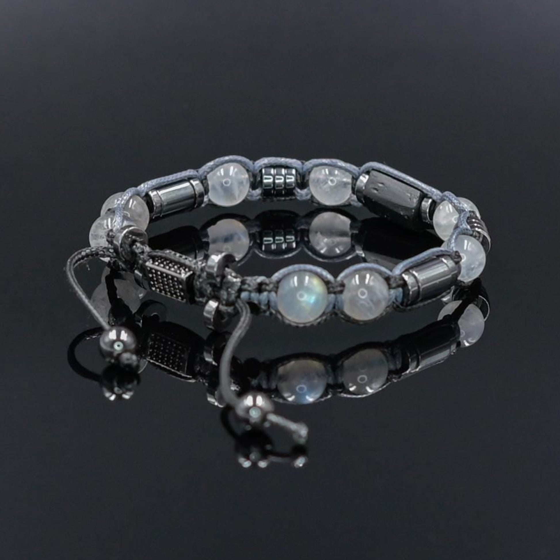 Men's Moonstone Labradorite Tourmaline Gemstone Beaded Bracelet, Adjustable Braided Macrame Bracelet, Gift for Men - Shamballa Bracelet - Mantra Bracelet  -  Yoga Bracelet -  Birthstone Bracelet - Gemstone Bracelet Men - Chakra Bracelet - Macrame Bracelet - Healing Bracelet - Gift for Father - Gift For Men - Valinde
