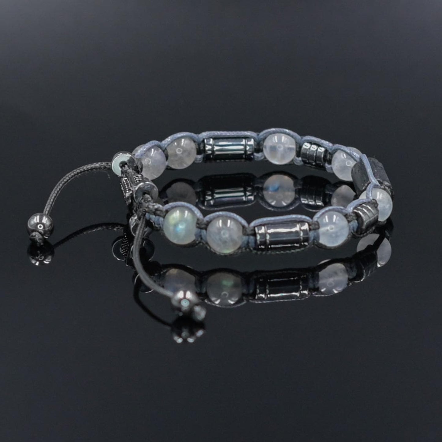 Men's Moonstone Labradorite Tourmaline Gemstone Beaded Bracelet, Adjustable Braided Macrame Bracelet, Gift for Men - Shamballa Bracelet - Mantra Bracelet  -  Yoga Bracelet -  Birthstone Bracelet - Gemstone Bracelet Men - Chakra Bracelet - Macrame Bracelet - Healing Bracelet - Gift for Father - Gift For Men - Valinde
