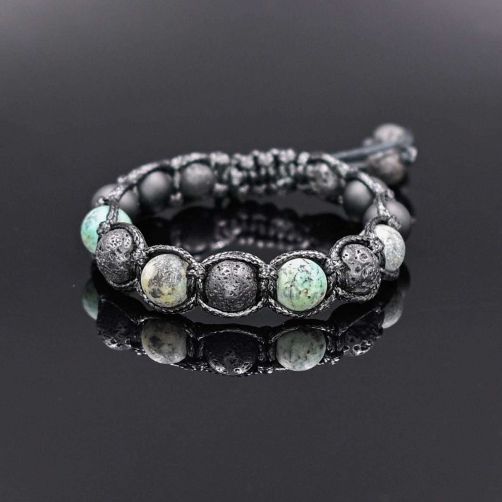 Men's African Turquoise Bracelet Lava Stone Beads Bracelet Green Bracelet Birthday Gift Gift for Husband Gemstone Adjustable Bracelet - Shamballa Bracelet - Mantra Bracelet  -  Yoga Bracelet -  Birthstone Bracelet - Gemstone Bracelet Men - Chakra Bracelet - Macrame Bracelet - Healing Bracelet - Gift for Father - Gift For Men - Valinde

