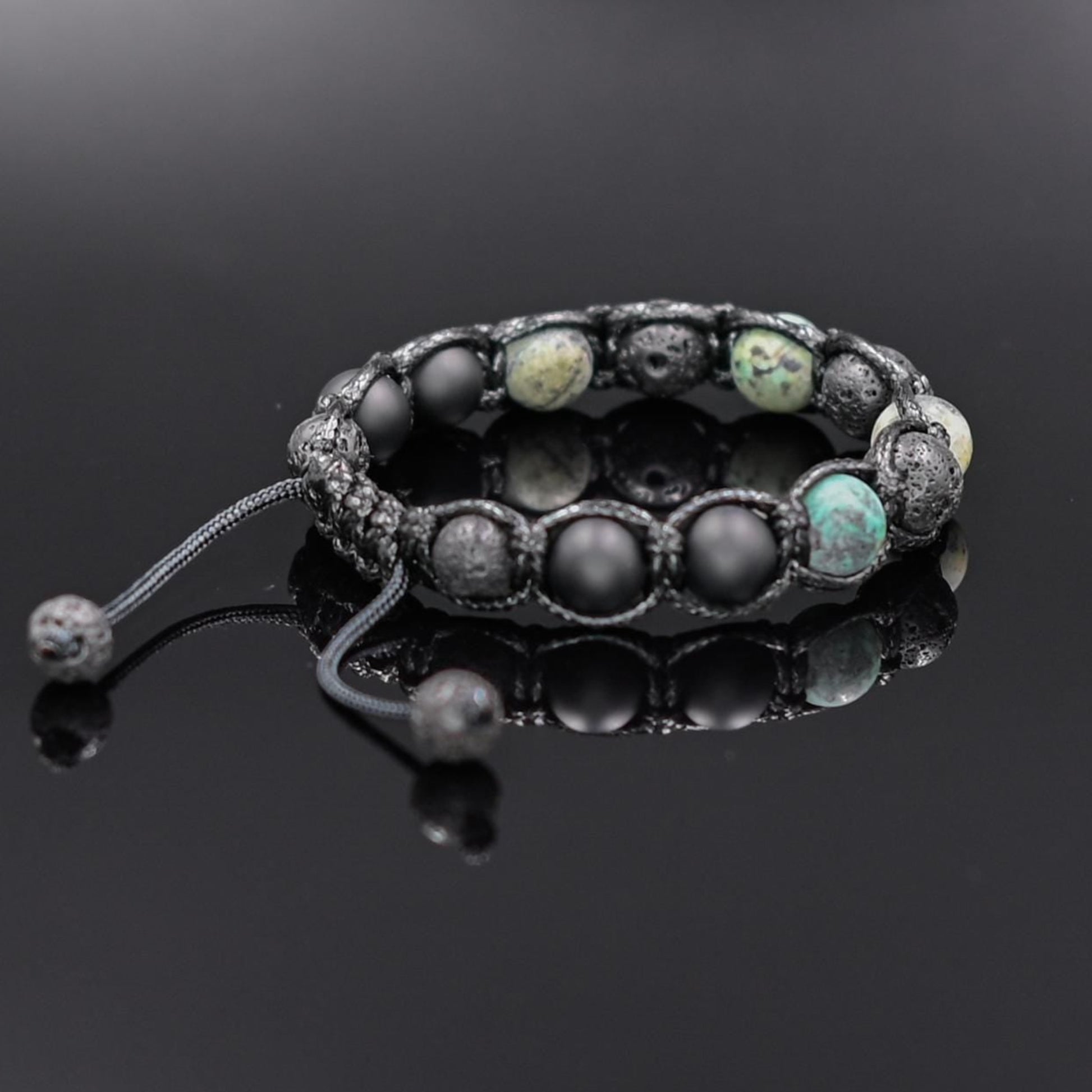 Men's African Turquoise Bracelet Lava Stone Beads Bracelet Green Bracelet Birthday Gift Gift for Husband Gemstone Adjustable Bracelet - Shamballa Bracelet - Mantra Bracelet  -  Yoga Bracelet -  Birthstone Bracelet - Gemstone Bracelet Men - Chakra Bracelet - Macrame Bracelet - Healing Bracelet - Gift for Father - Gift For Men - Valinde
