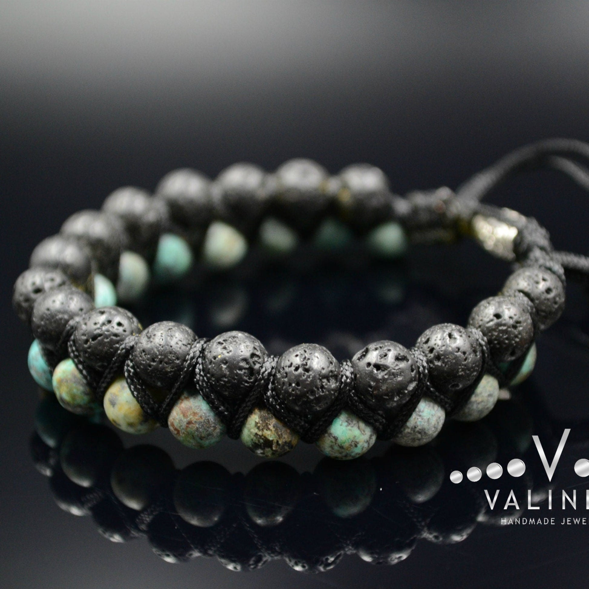 Men's Lava Stone Double Bracelet Turquoise Bracelet Double Row Bracelet Macrame Bracelet Stone Beaded Bracelet Adjustable Bracelet for Men - Shamballa Bracelet - Mantra Bracelet  -  Yoga Bracelet -  Birthstone Bracelet - Gemstone Bracelet Men - Chakra Bracelet - Macrame Bracelet - Healing Bracelet - Gift for Father - Gift For Men - Valinde
